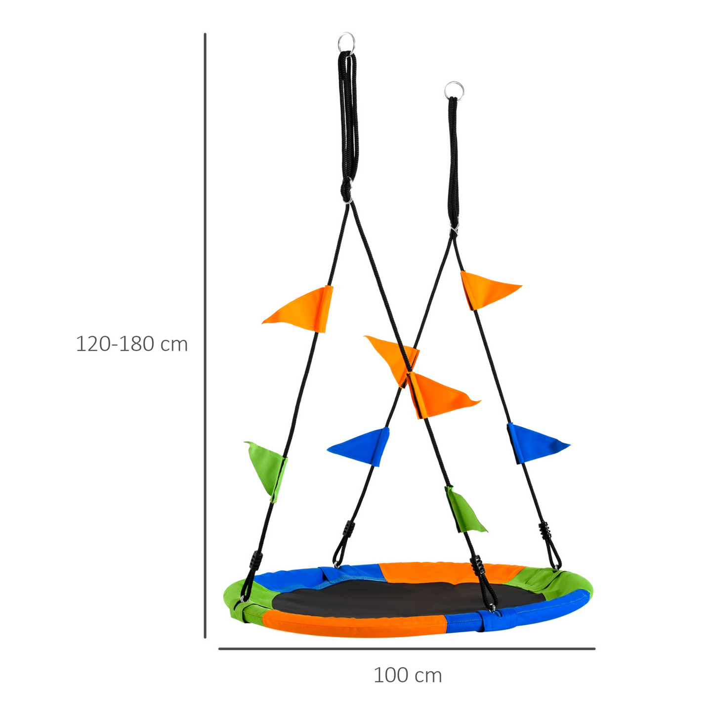 Outsunny 100cm Nest Tree Swing - Adjustable Rope Outdoor Play Toy for Kids Over 3 - Blue Green Orange MyLibelula