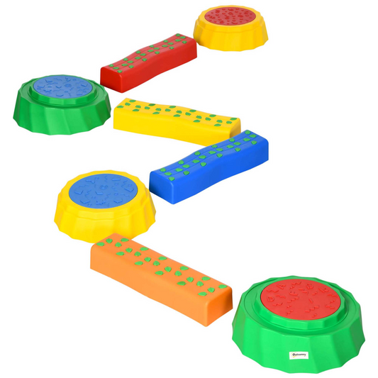 Outsunny 8 PCS Kids Stepping Stones Balance Beam with Non-Slip Surface - Stackable Toddler Stepping Stones for Fun and Development MyLibelula