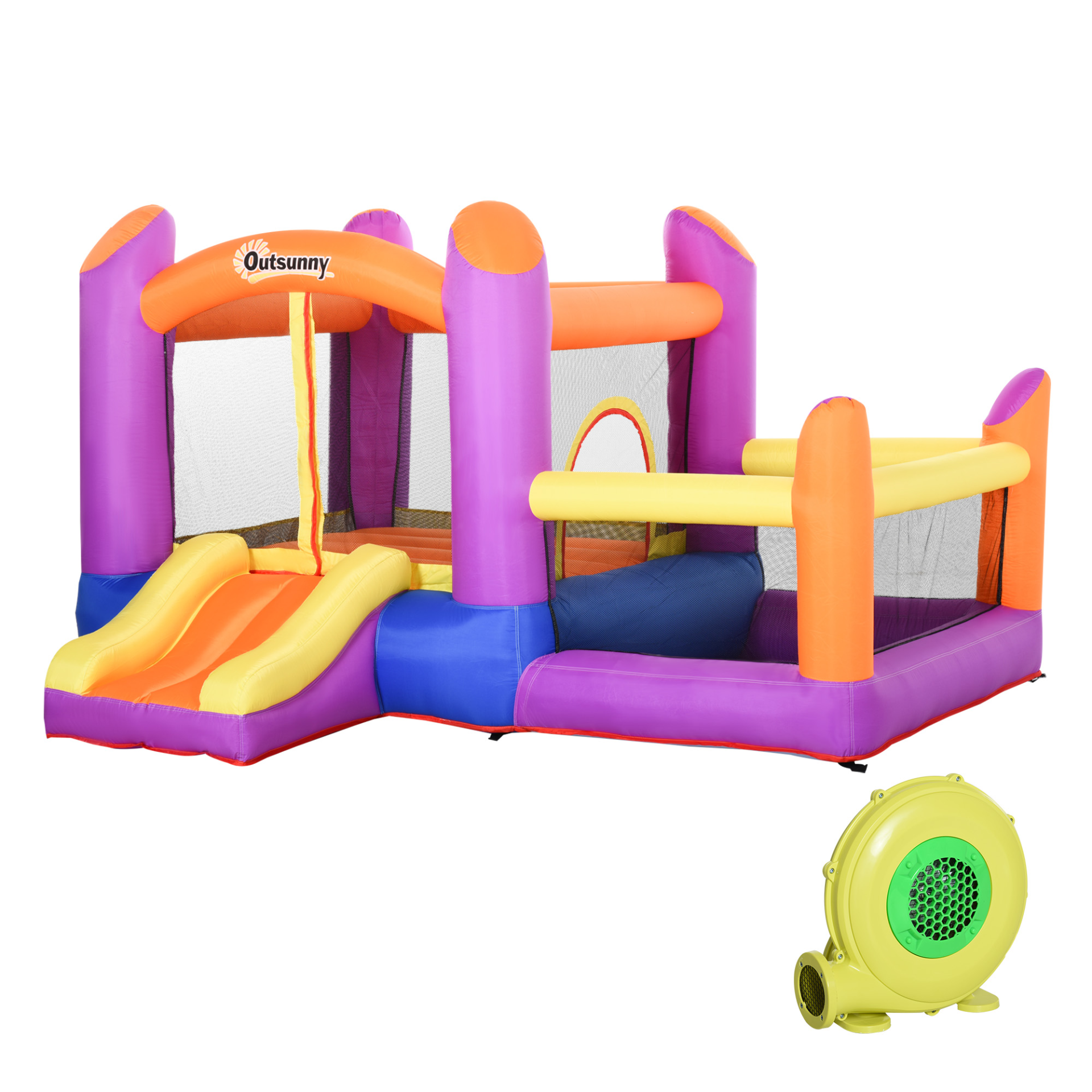 Outsunny Kids Bounce Castle House Inflatable Trampoline Slide Water Pool 3-in-1 with Blower for Kids Age 3-8 | Multi-color | 2.8 x 2.5 x 1.7m MyLibelula