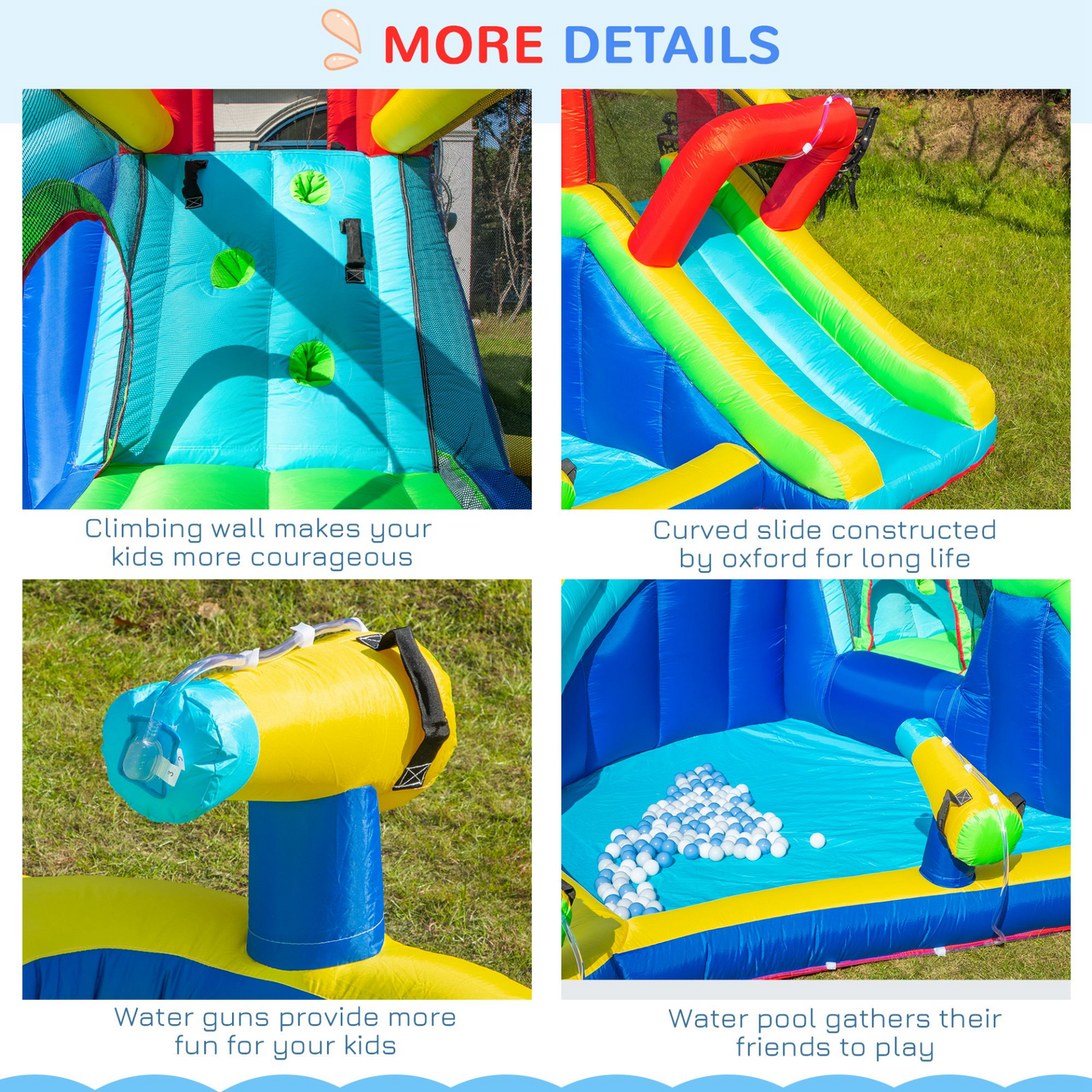 Outsunny 5-in-1 Kids Bouncy Castle Water Slide | Inflatable Bounce House with Water Pool, Guns, and Climbing Wall | Air Blower Included | For Ages 3-8 MyLibelula