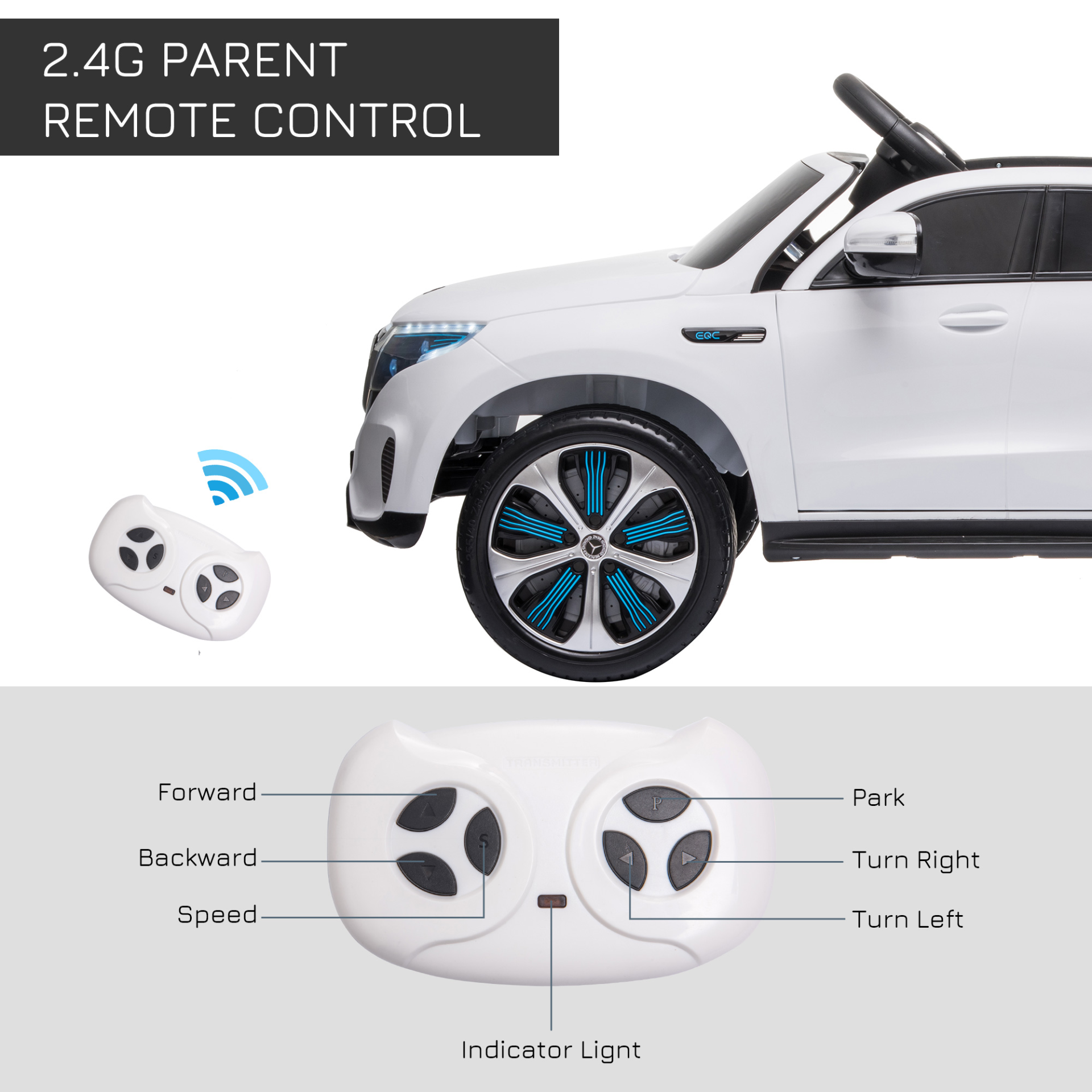 HOMCOM 12V Kids Electric Ride On Car Toy with Remote Control, Music & Lights, Suspension, Bluetooth - White MyLibelula