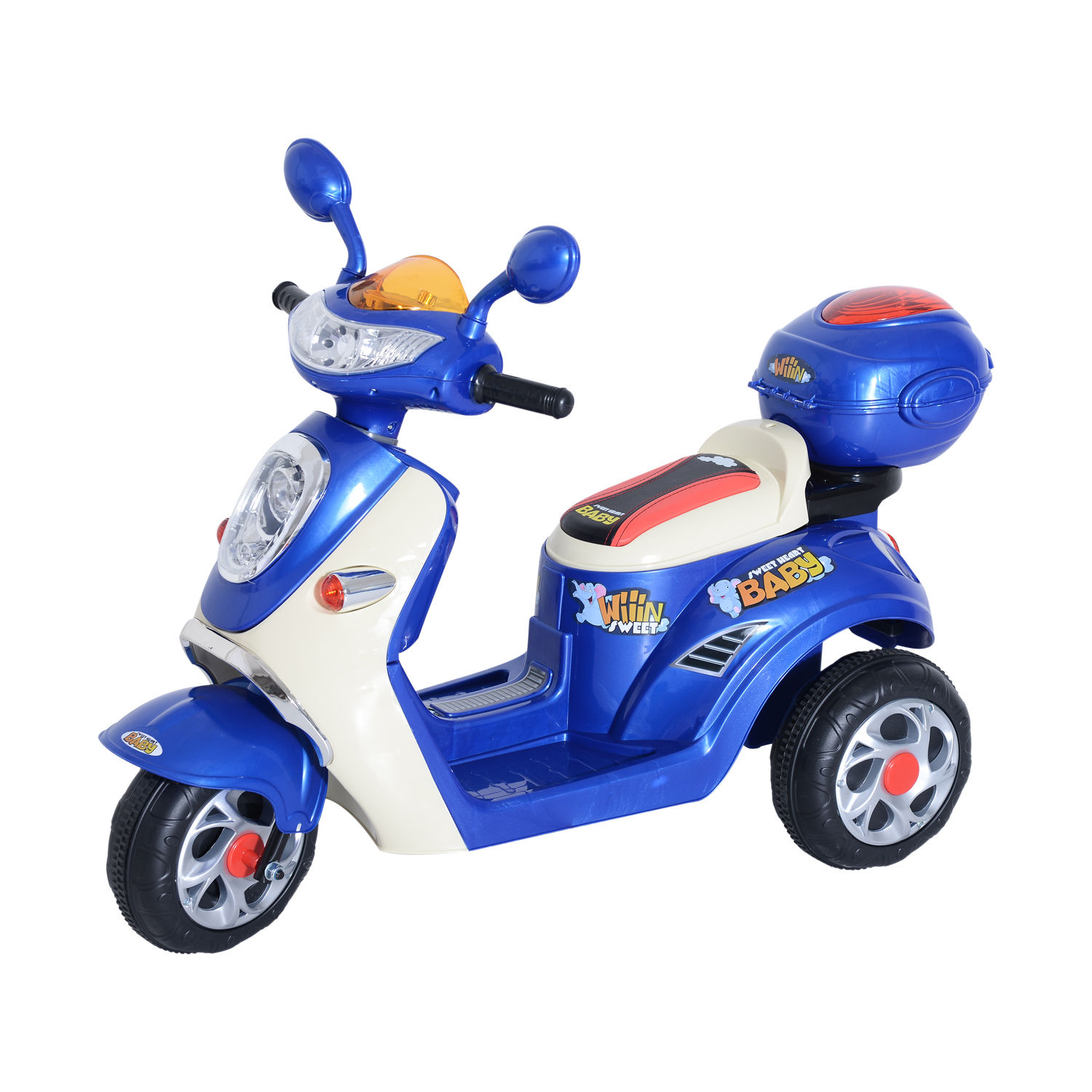 HOMCOM Kids Electric Ride On Toy Car Motorbike Tricycle w/ 6V Battery, LED Headlight & Music - Blue, Ages 3-5 MyLibelula