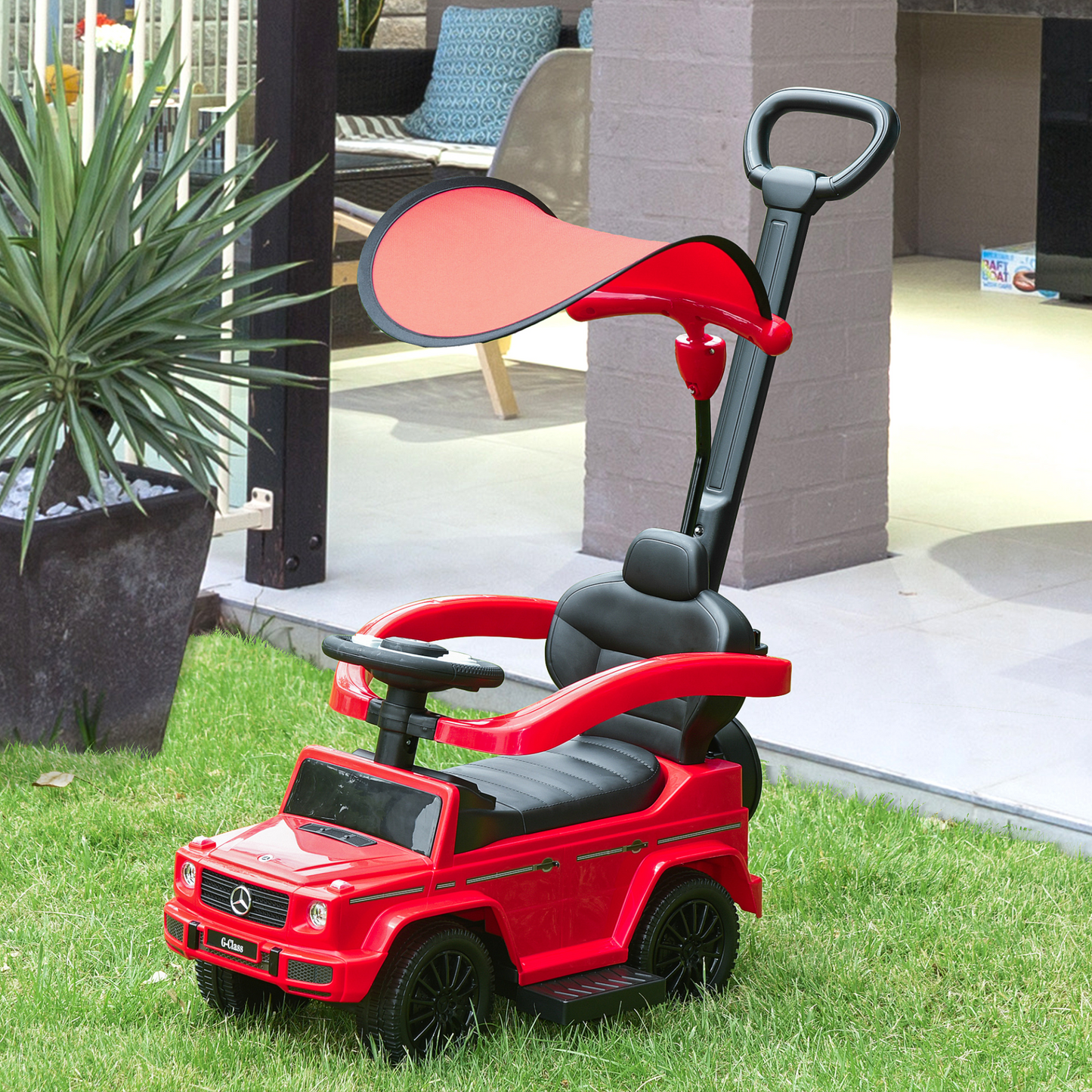 HOMCOM 3 in 1 Kids Ride on Push Car - Licensed Mercedes Benz G350 Walker, Red MyLibelula