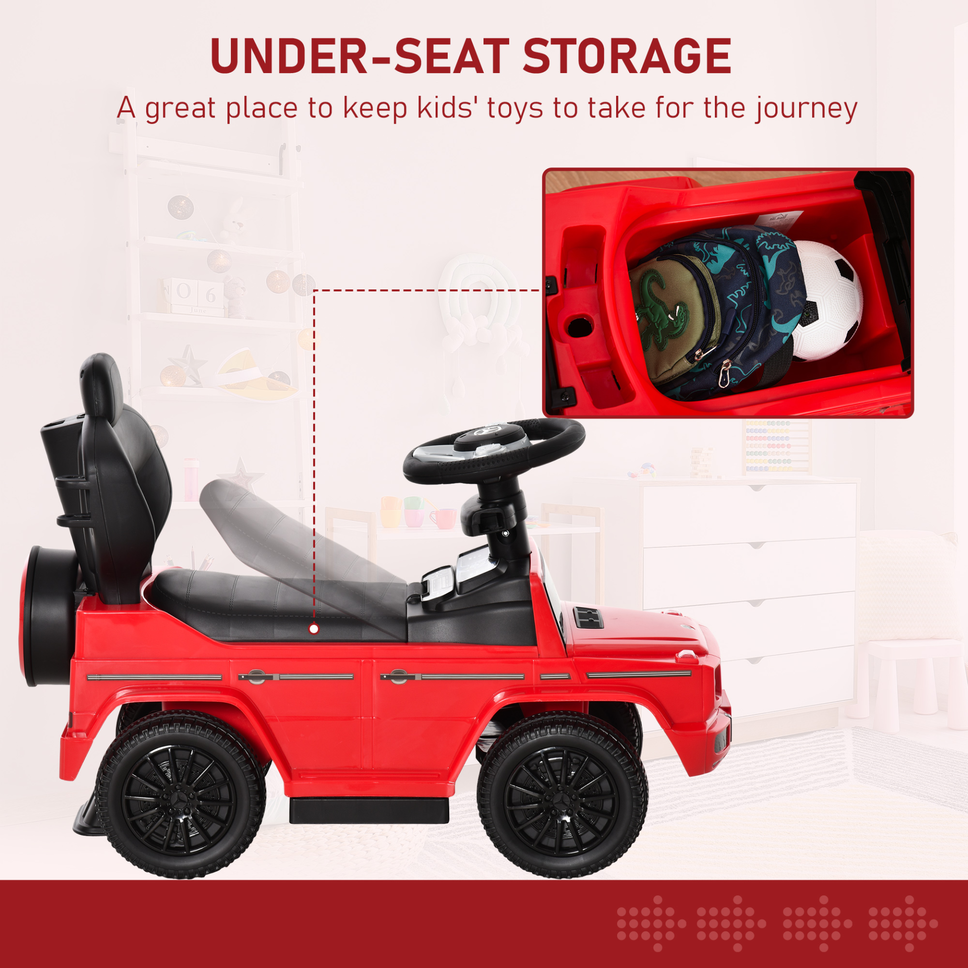 HOMCOM 3 in 1 Kids Ride on Push Car - Licensed Mercedes Benz G350 Walker, Red MyLibelula