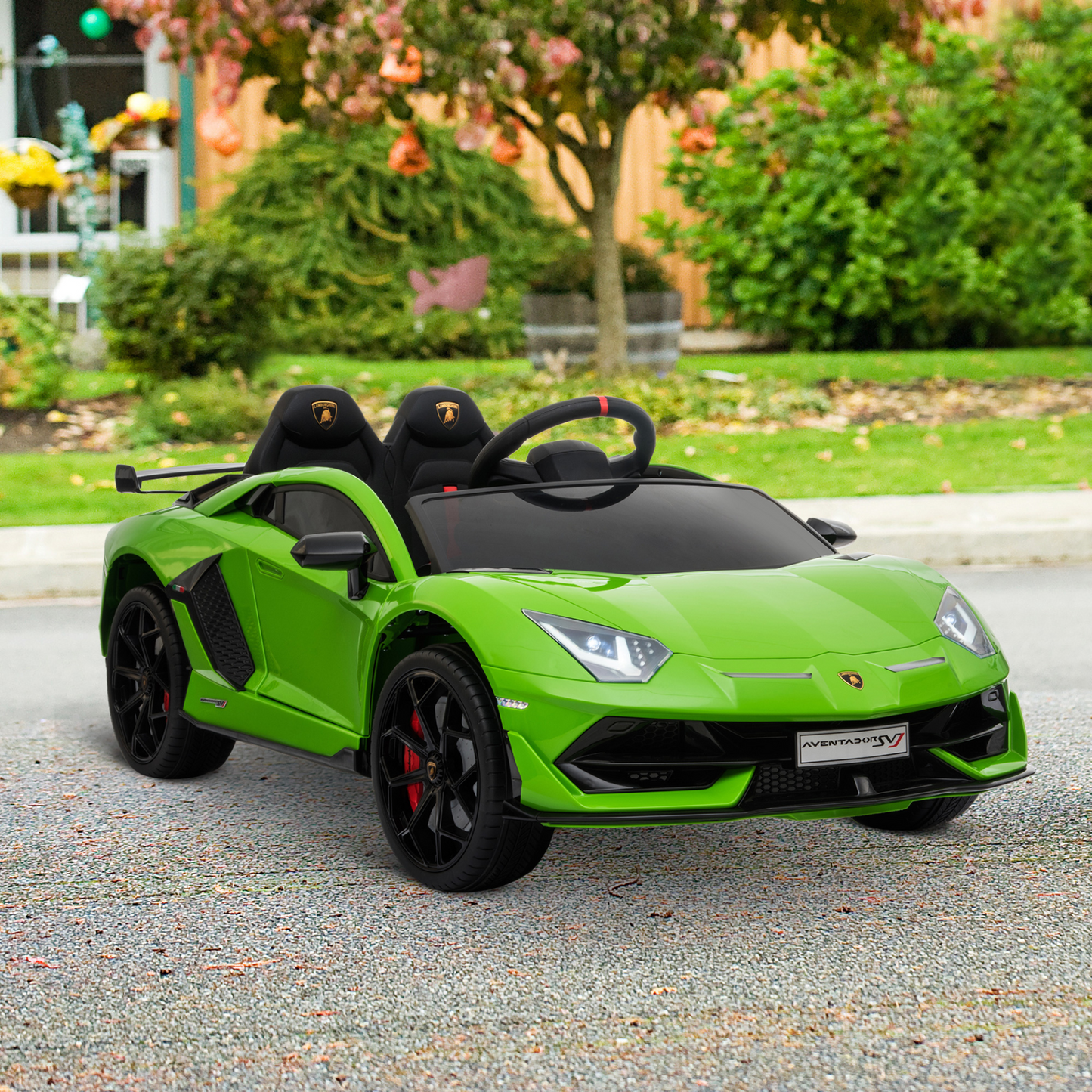 HOMCOM 12V Kids Electric Lamborghini Aventador Ride On Car - Remote Control, Music, Lights, Green MyLibelula