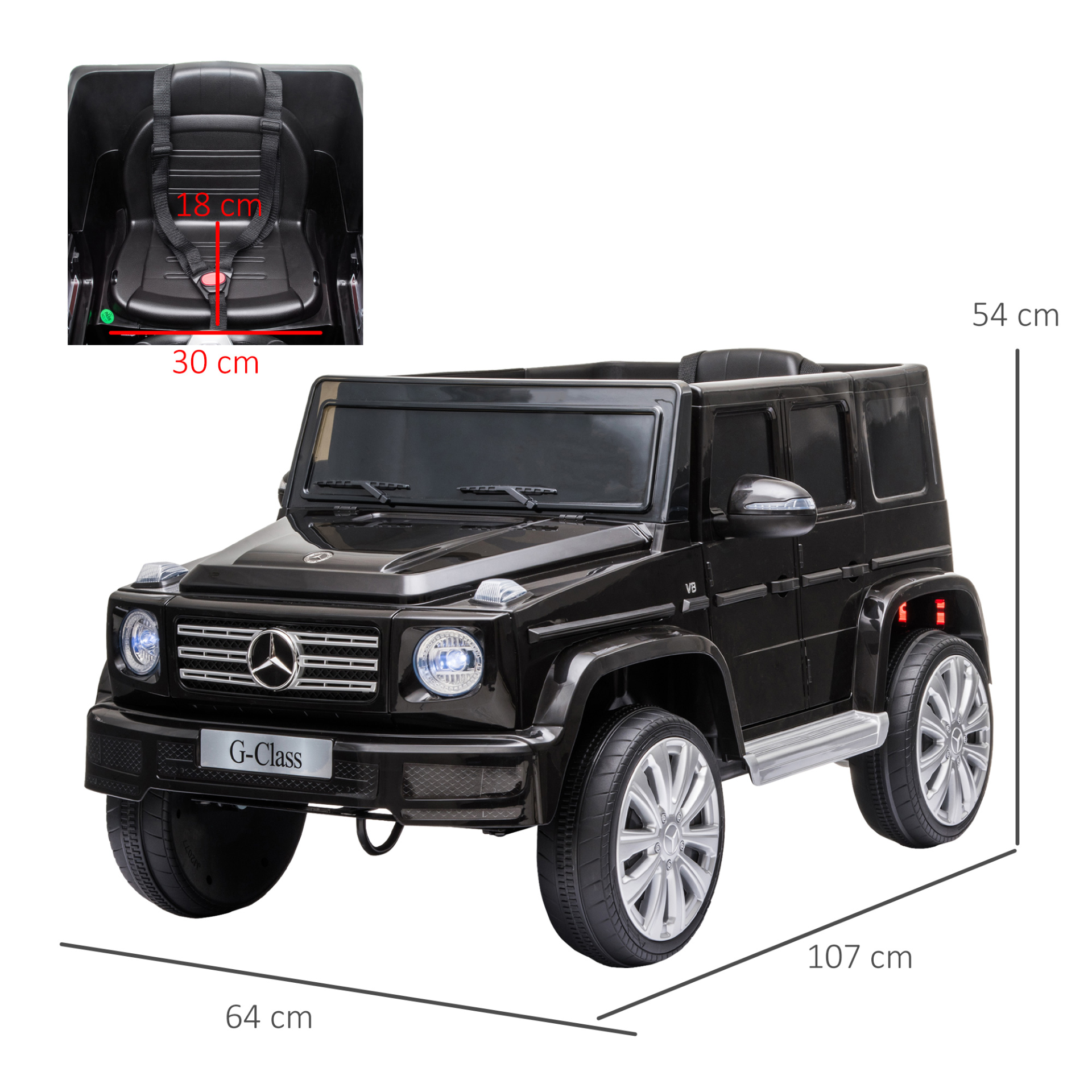 HOMCOM 12V Kids Electric Ride On Car Mercedes Benz G500 - Parental Remote, Music, Lights, MP3, Black MyLibelula