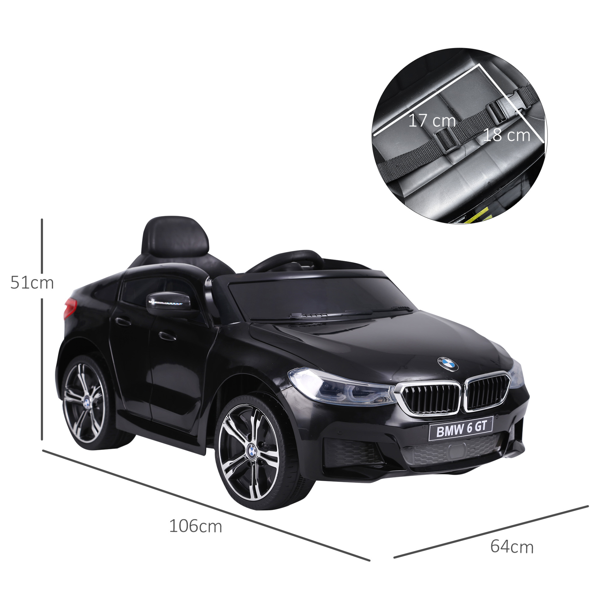 HOMCOM Electric Kids Ride On Car - BMW 6GT with Remote, LED Headlights, and Music Play MyLibelula