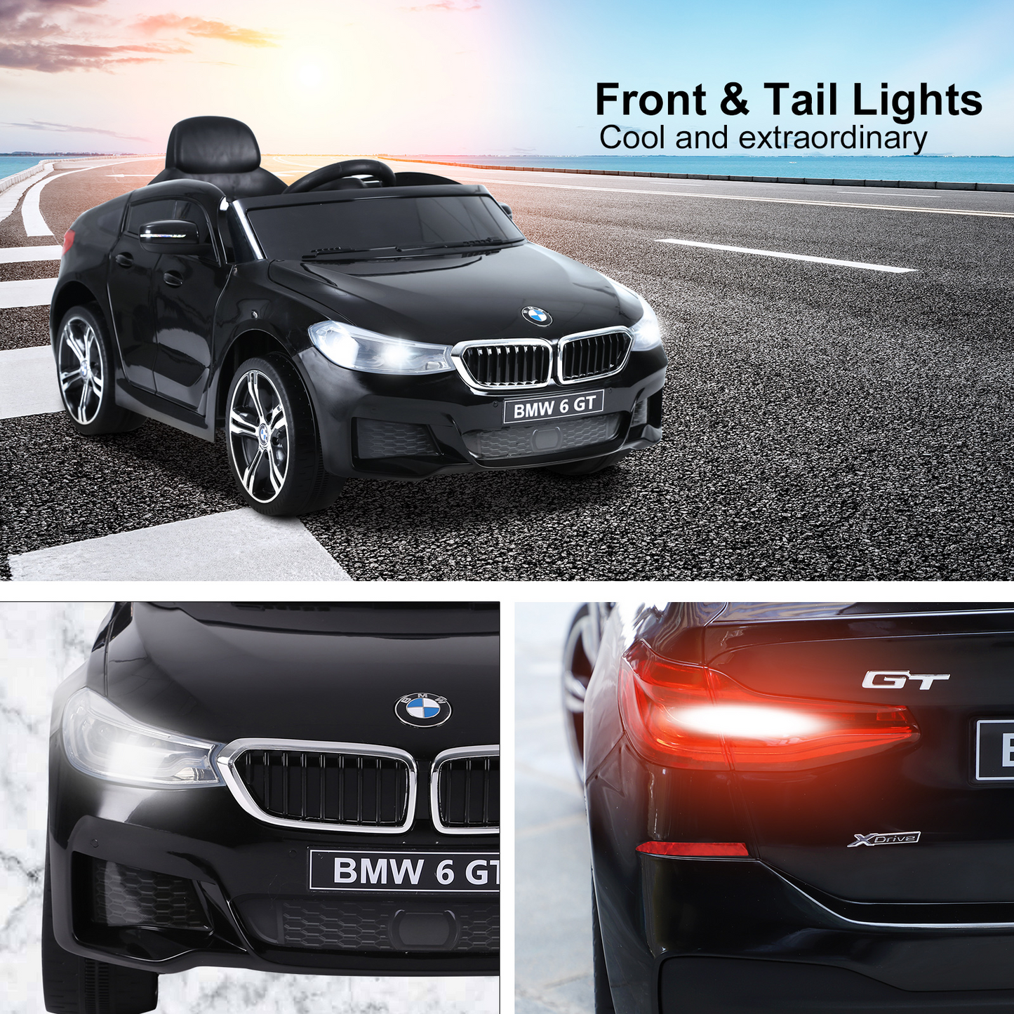 HOMCOM Electric Kids Ride On Car - BMW 6GT with Remote, LED Headlights, and Music Play MyLibelula