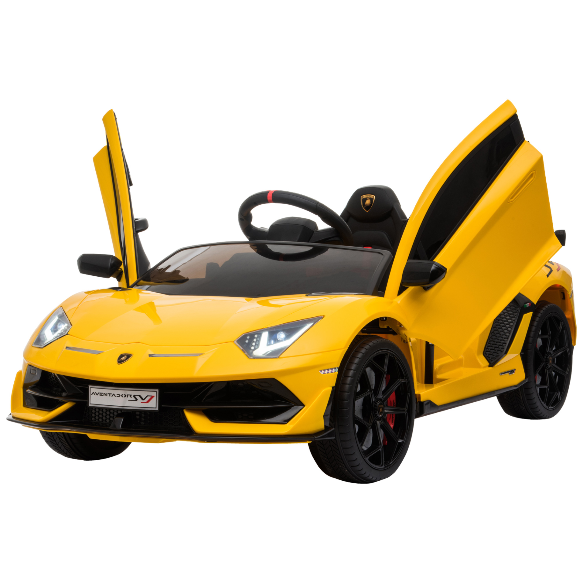 HOMCOM 12V Kids Electric Ride On Car Lamborghini Aventador with Remote Control, Music & Lights - Yellow MyLibelula