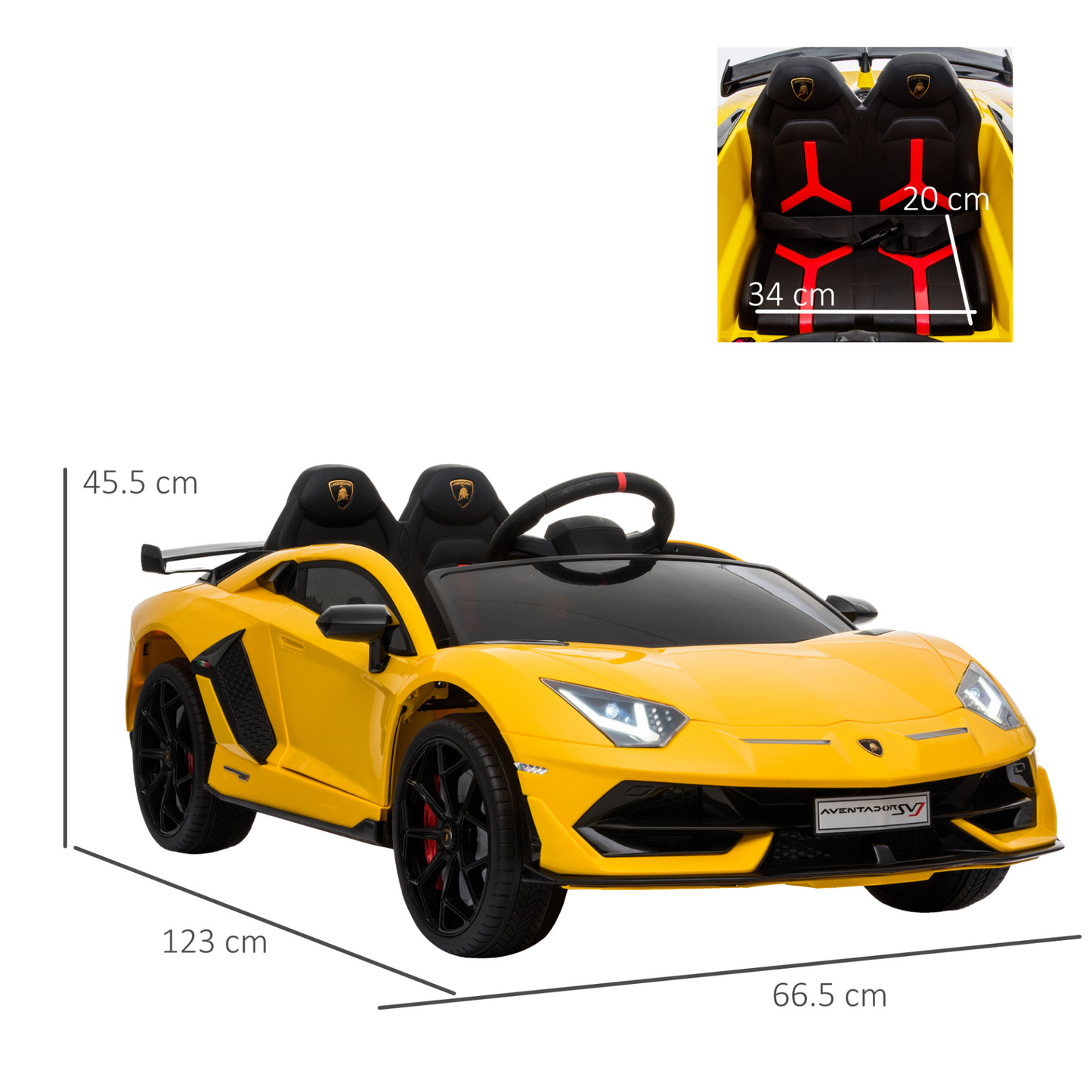 HOMCOM 12V Kids Electric Ride On Car Lamborghini Aventador with Remote Control, Music & Lights - Yellow MyLibelula