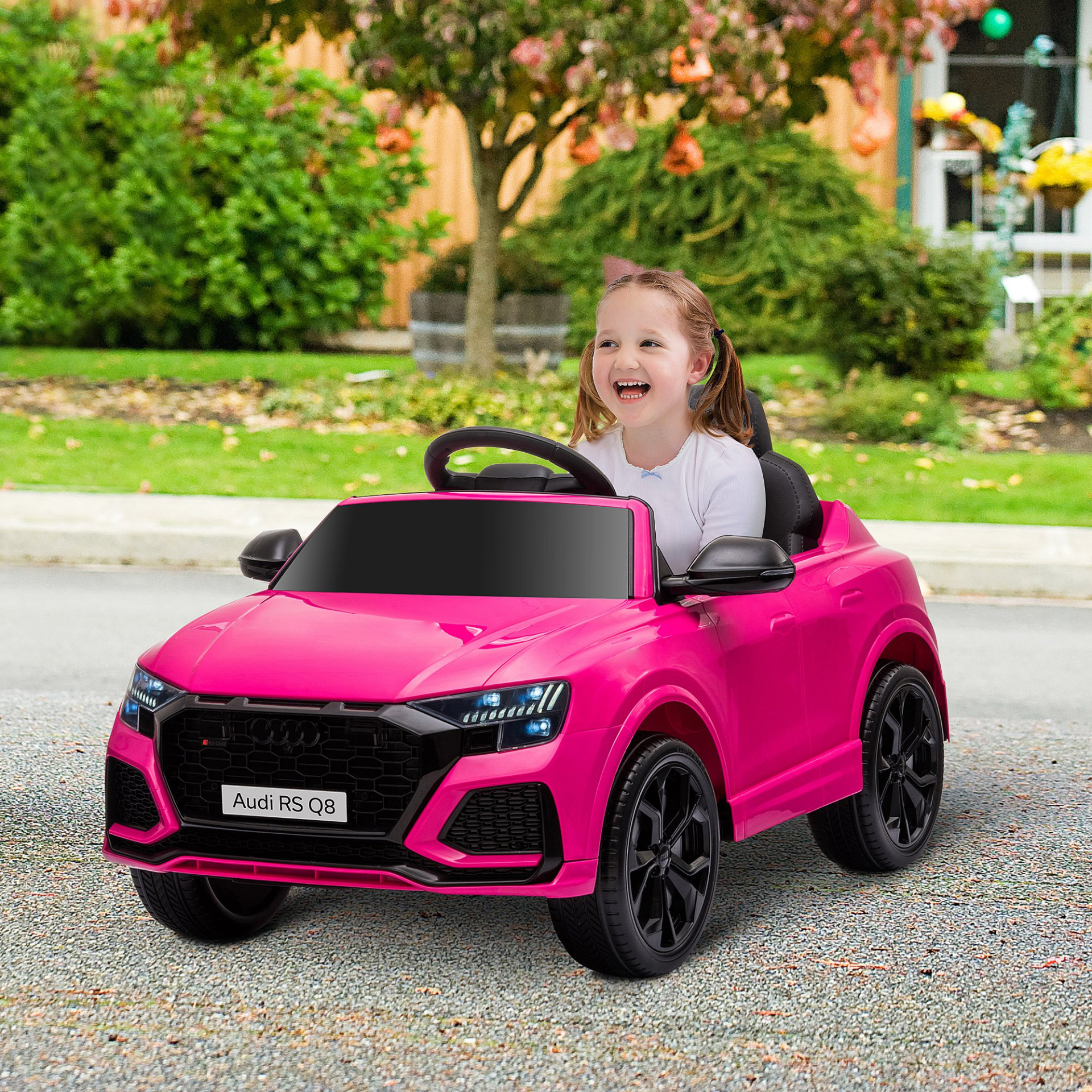 HOMCOM 6V Kids Electric Ride On Car - RS Q8 Licensed Toy Car with Remote Control, Music, Lights, USB MP3 & Bluetooth for Ages 3-5, Pink MyLibelula