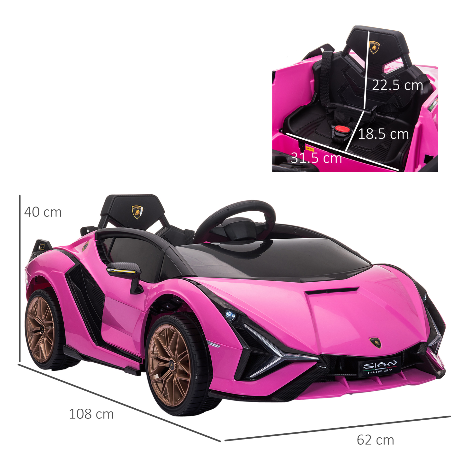 HOMCOM 12V Kids Electric Ride On Car - Licensed Toy Car with Remote, Music, Lights, MP3 - Pink MyLibelula