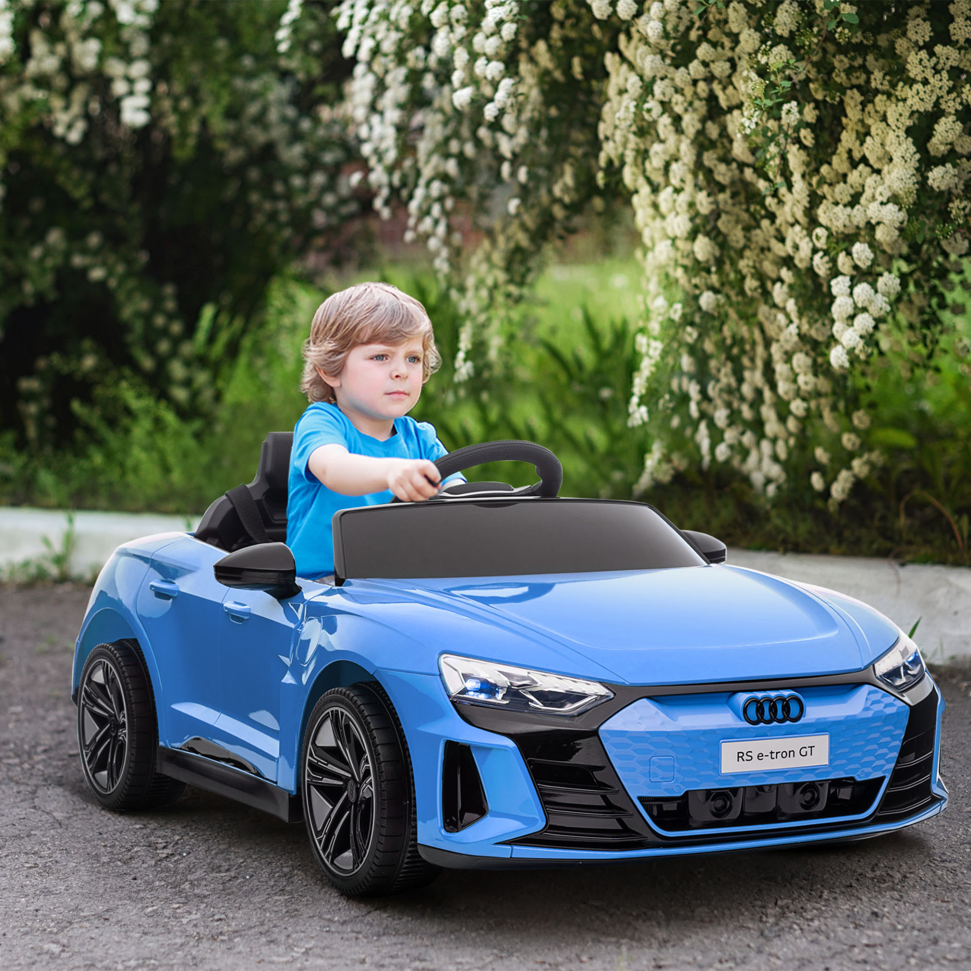 HOMCOM Audi RS e-tron GT Kids Ride-On Car 12V Battery – Remote Control, Lights & Music, Blue MyLibelula