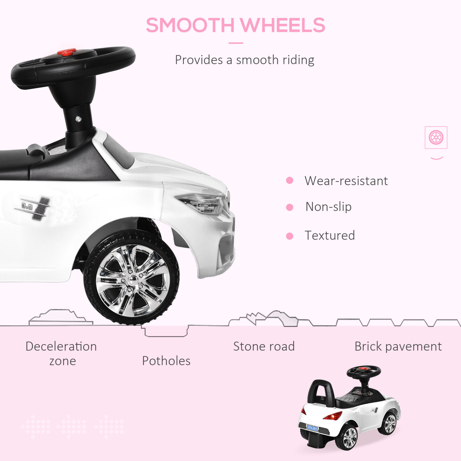 HOMCOM Ride On Car for Toddlers, Foot to Floor Sliding Car with Horn, Music, Lights & Storage, White MyLibelula