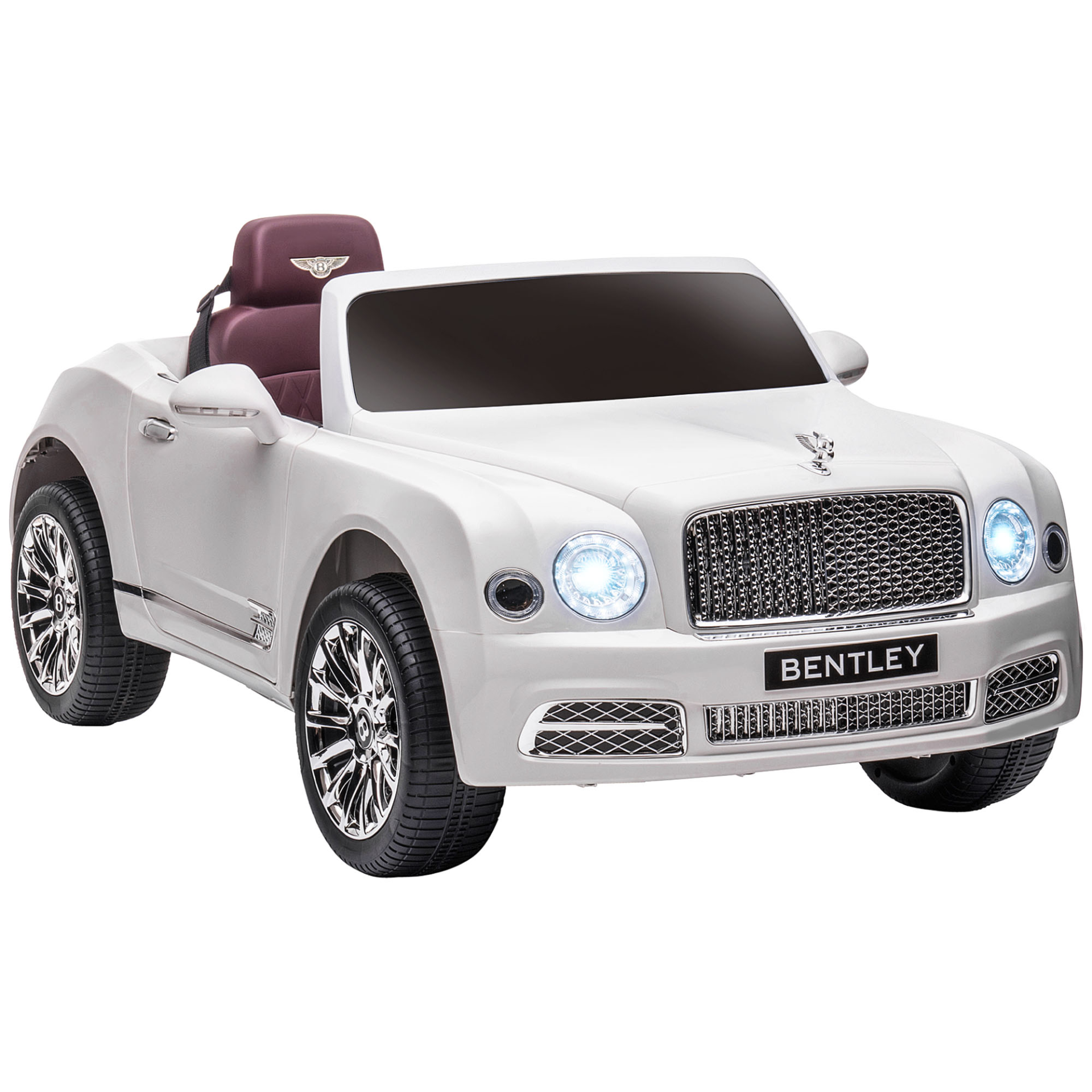 HOMCOM Bentley Mulsanne 12V Kids Electric Ride-On Car with Remote Control, Music & Lights - White MyLibelula