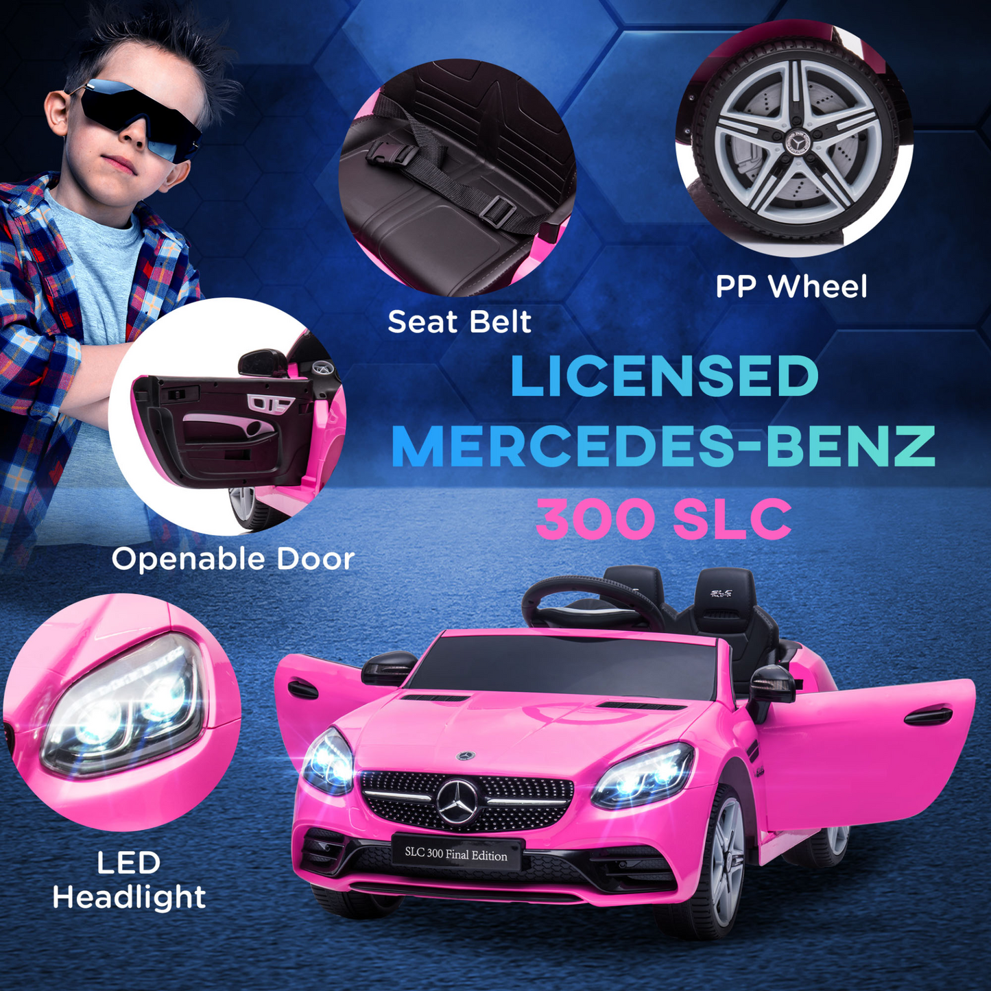 HOMCOM AIYAPLAY Benz SLC 300 12V Kids Electric Ride On Car with Parental Remote - Pink MyLibelula