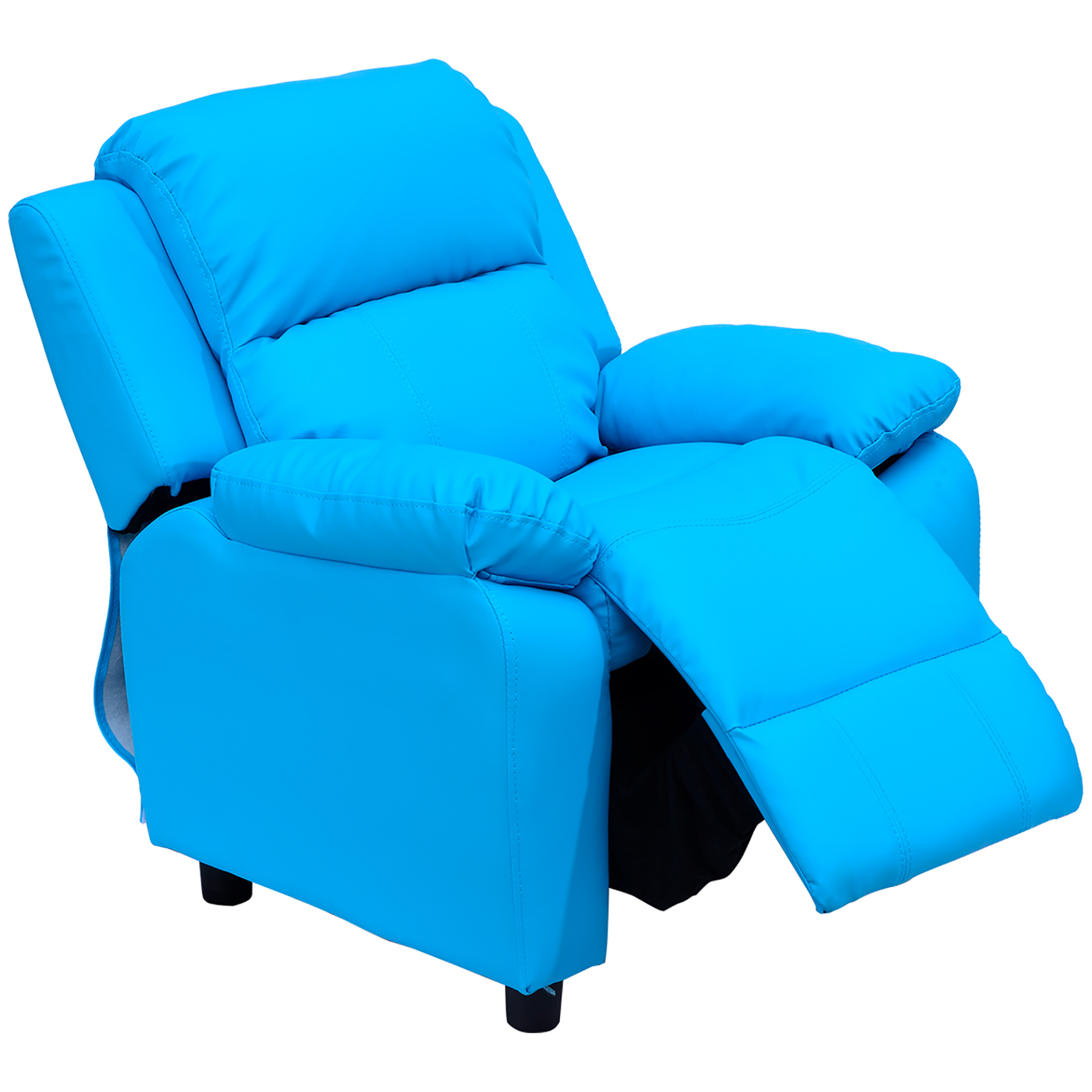 HOMCOM Kids Recliner Lounger Armchair Games Chair w/ Storage Space (Blue) - PU Leather MyLibelula