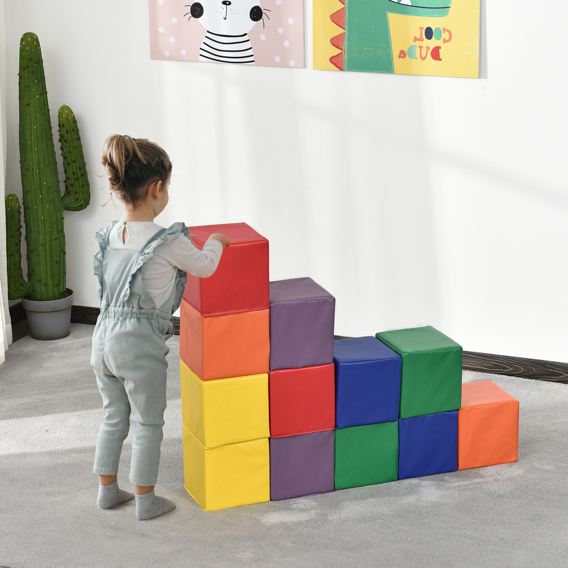 HOMCOM 12 Piece Soft Play Foam Blocks – Safe & Educational Stacking Toys for Toddlers & Preschool Kids MyLibelula