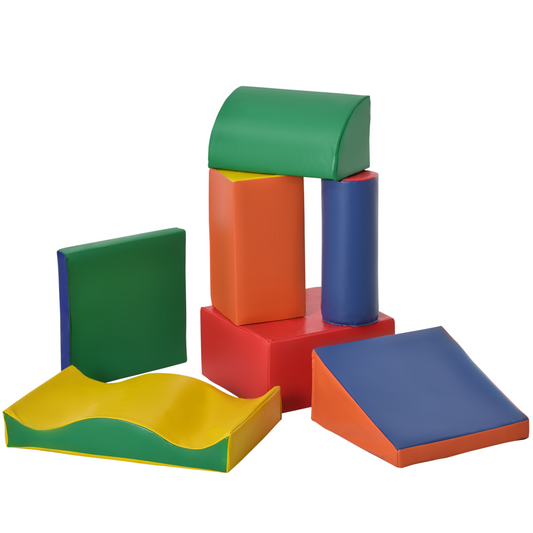 HOMCOM 7 Piece Climb and Crawl Activity Play Set | Soft Foam Blocks for Toddlers | Educational and Stackable Play Equipment MyLibelula