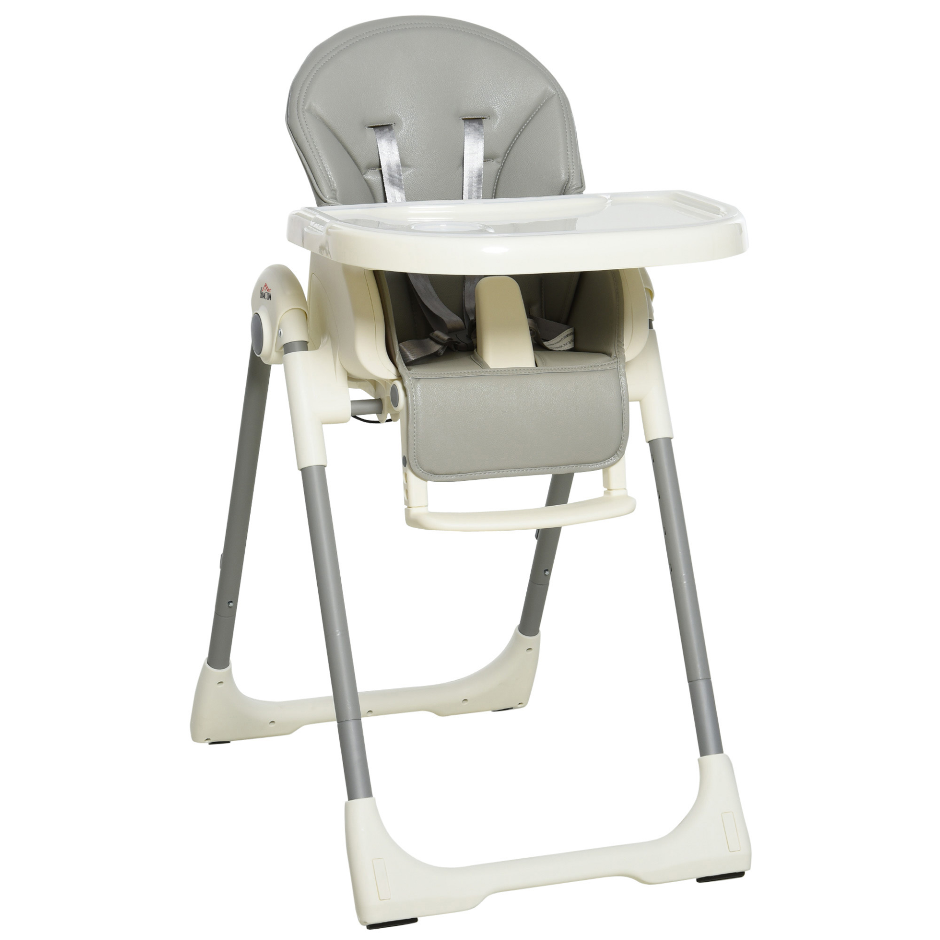 HOMCOM Foldable Baby High Chair - Convertible Feeding & Toddler Chair with Adjustable Backrest, Footrest, and Tray - 5-Point Safety Harness, Grey MyLibelula