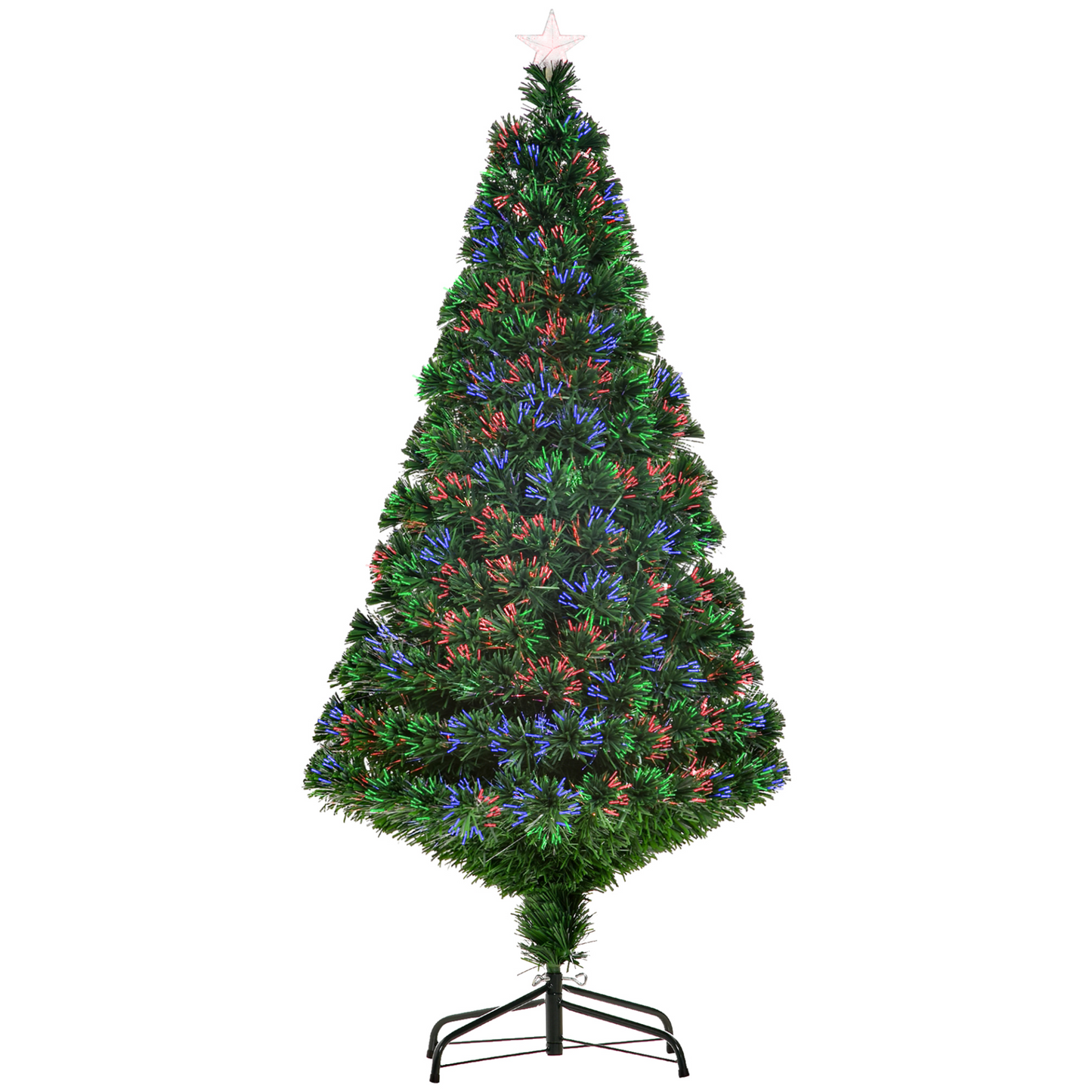 HOMCOM 5FT Pre-Lit Fibre Optic Artificial Christmas Tree with Multi-Colour Lights & Tree Topper MyLibelula