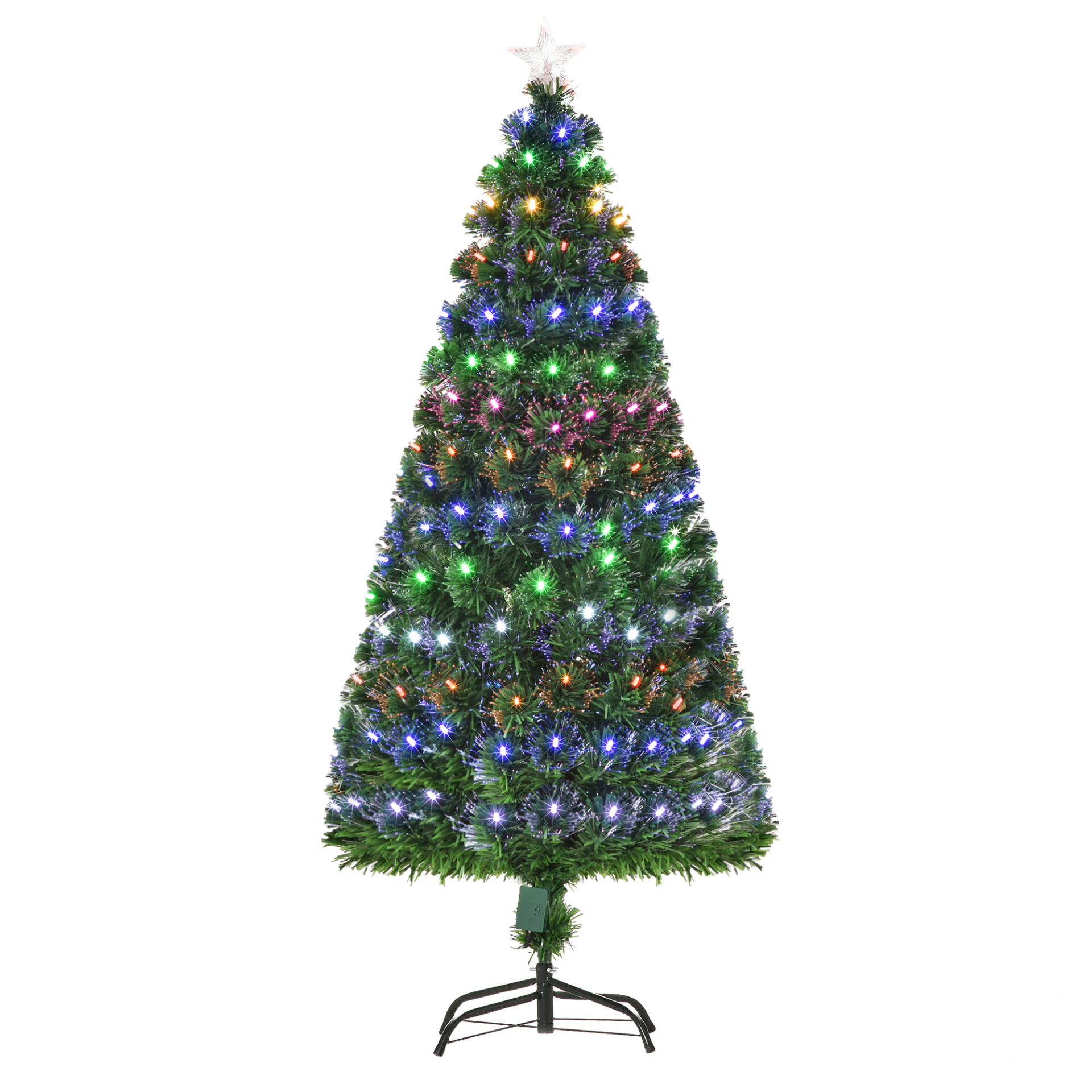 HOMCOM 5FT Pre-Lit Artificial Christmas Tree with Lights and Star Topper - Sturdy Metal Base, Seasonal Home Decoration MyLibelula