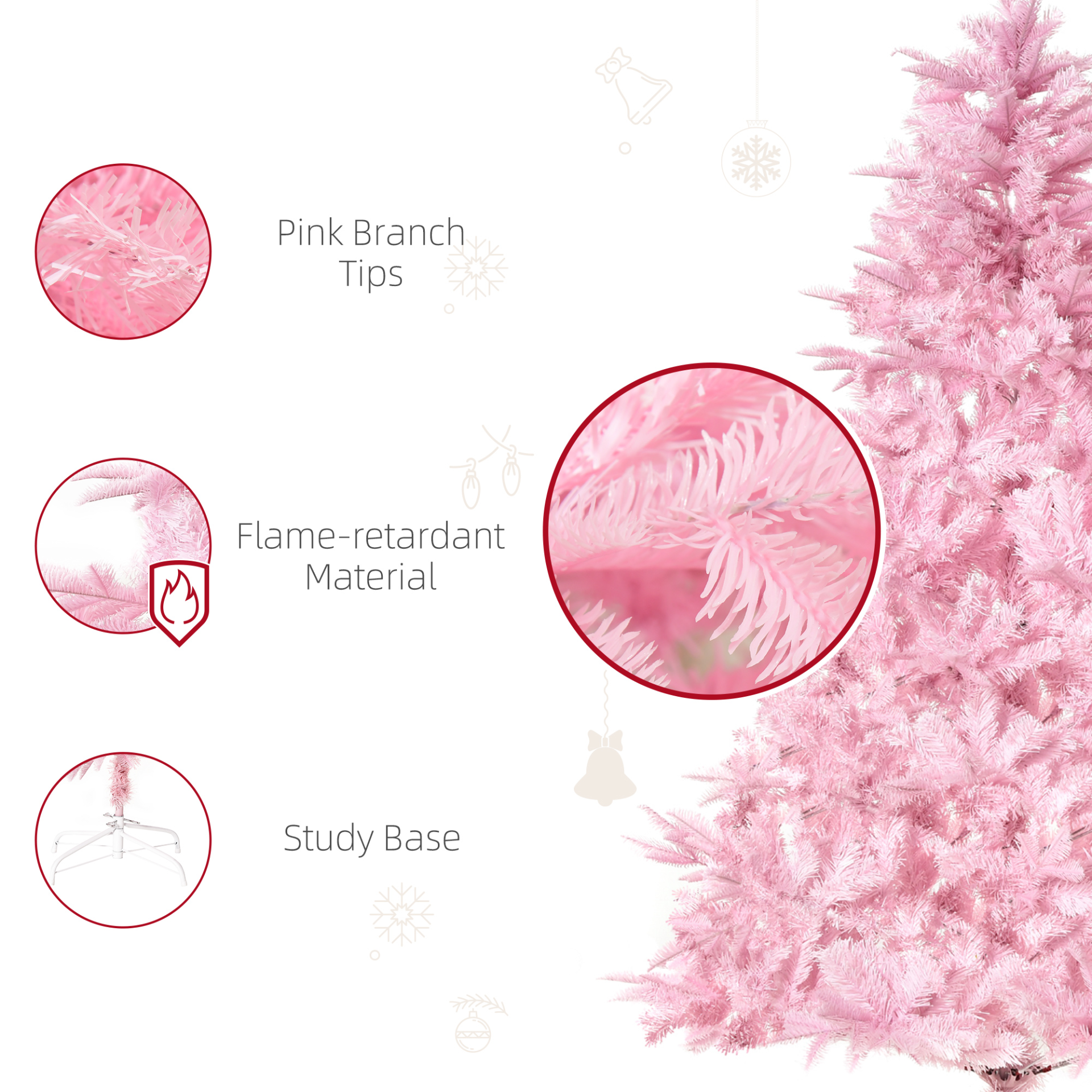 HOMCOM 5FT Pink Artificial Christmas Tree - Vibrant Holiday Xmas Decor for Home, Office & Party MyLibelula