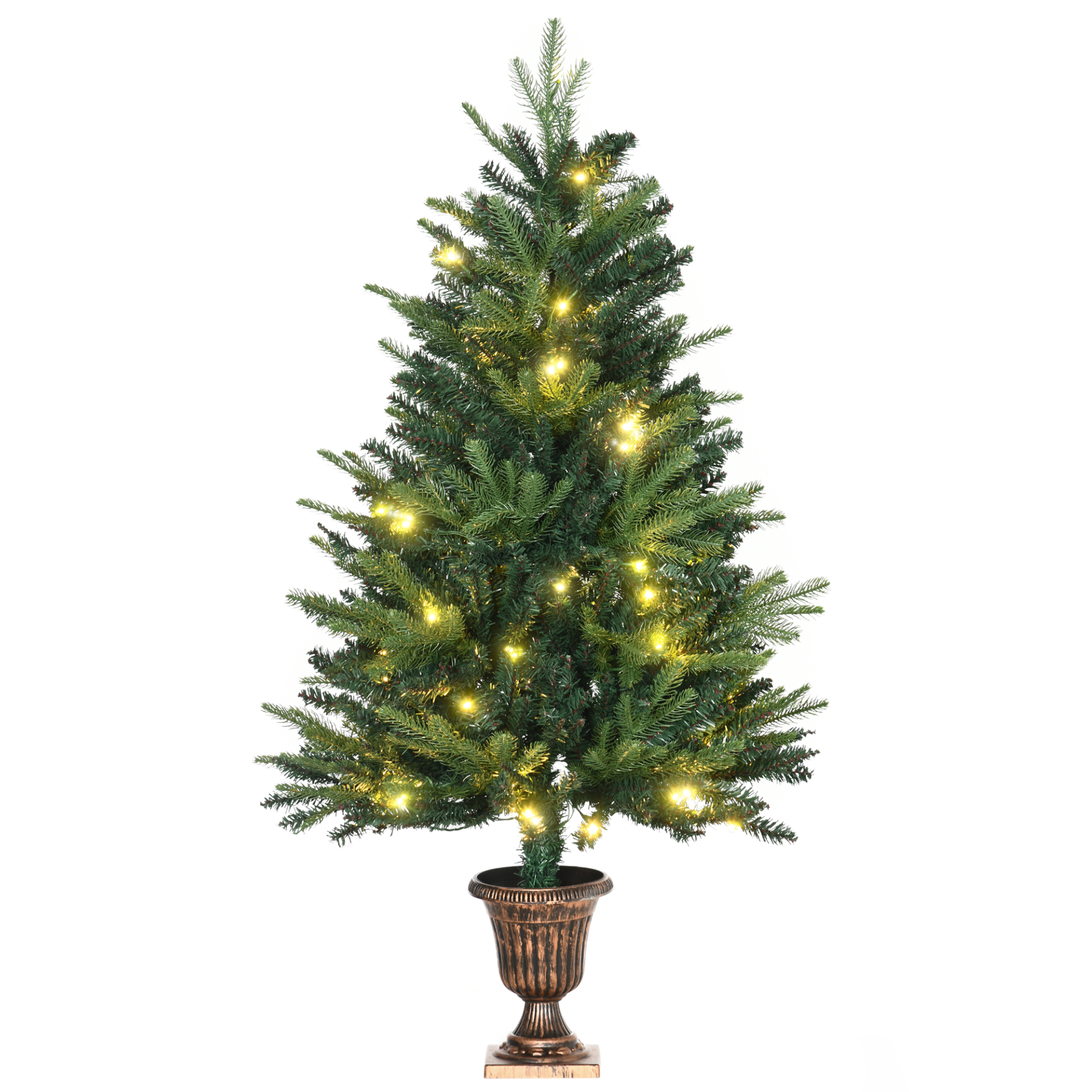 1.2m 4ft Pre-Lit Christmas Tree with 750 Tips and 80 LED Lights in Elegant Vase Base - Perfect for Entrance Decor MyLibelula