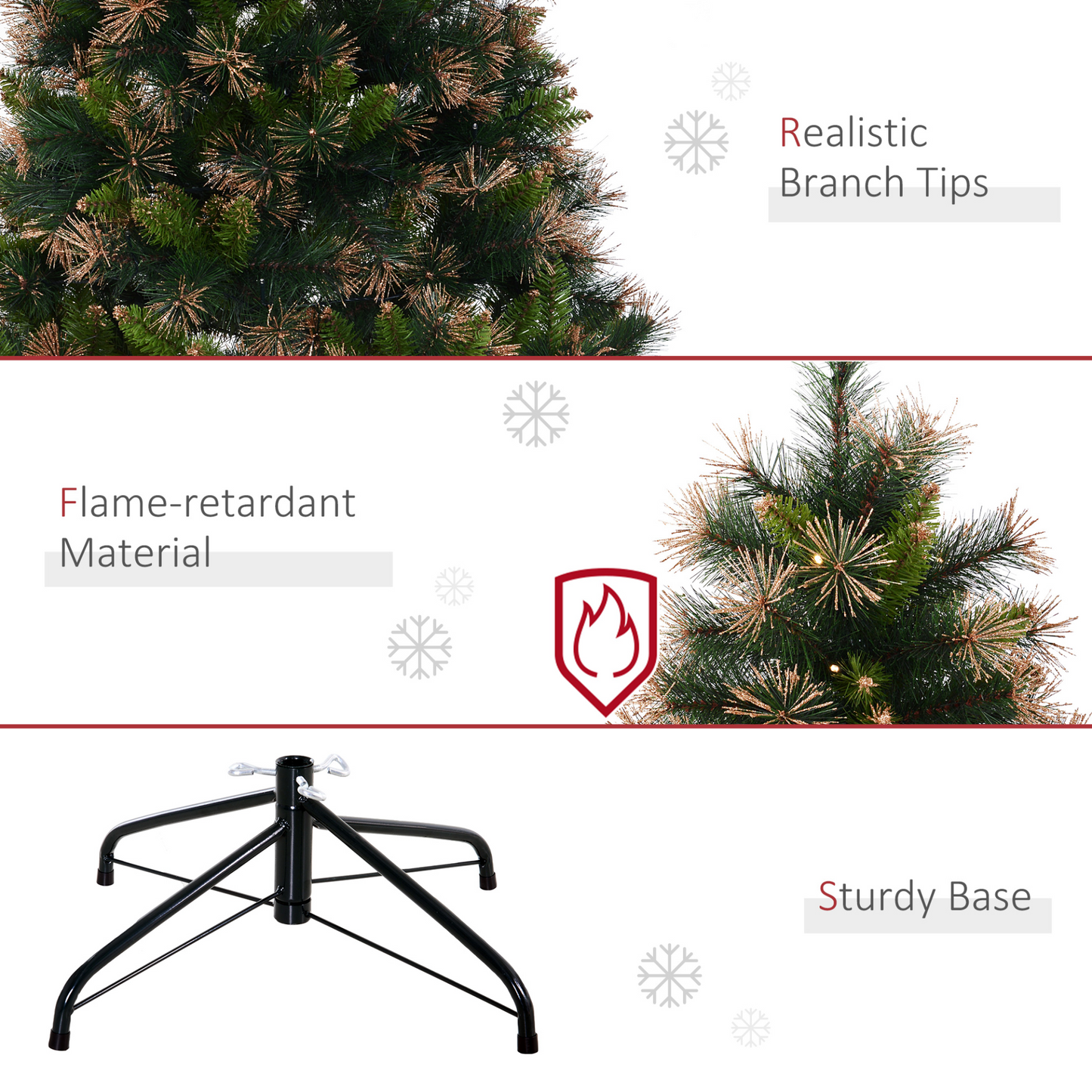 HOMCOM 1.5m Pre-Lit Artificial Spruce Christmas Tree with Warm White LED Lights & Metal Stand MyLibelula