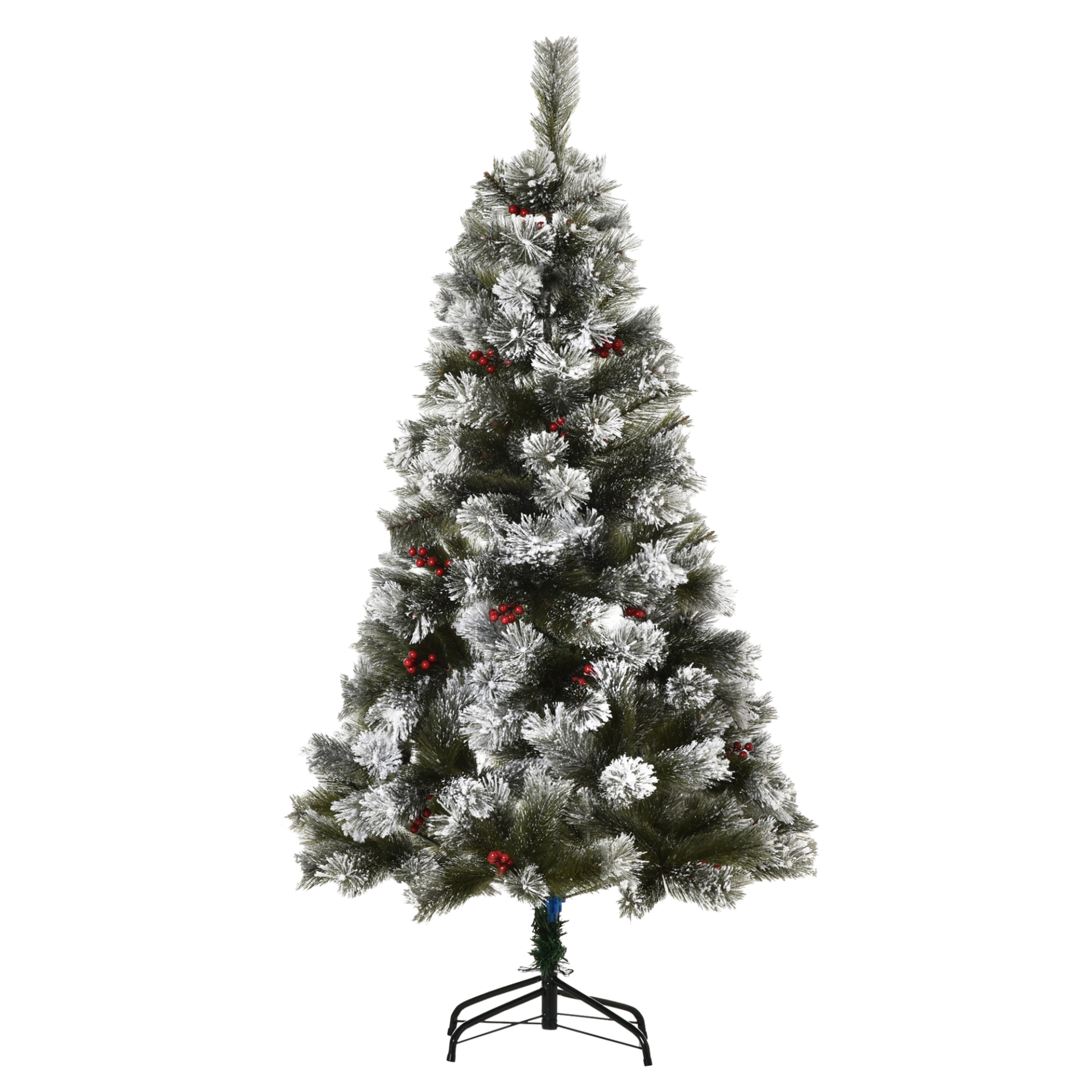 HOMCOM 5FT Artificial Christmas Tree with Berries & Metal Stand - 184 Tips MyLibelula