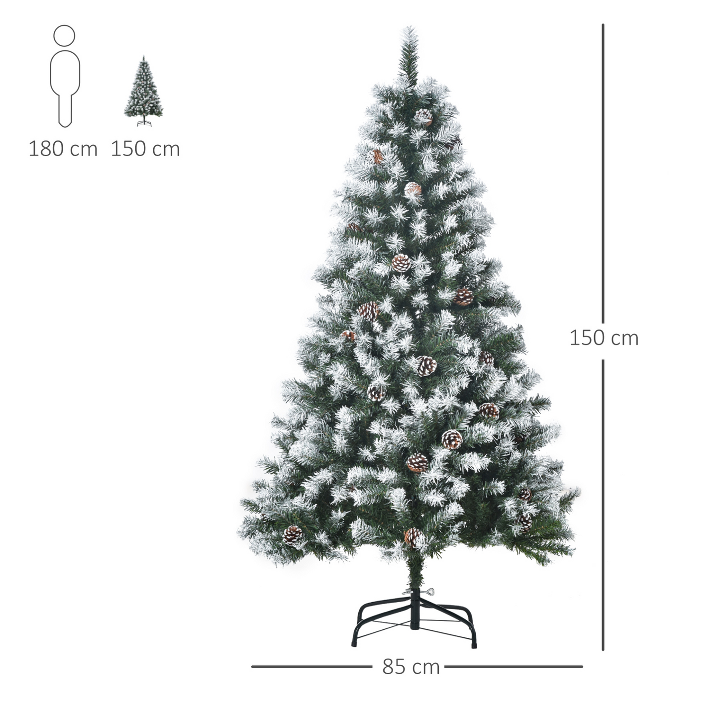 HOMCOM 5FT Artificial Christmas Tree with Pine Cones, Automatic Open, Realistic Snow-Flocked Holiday Decoration MyLibelula