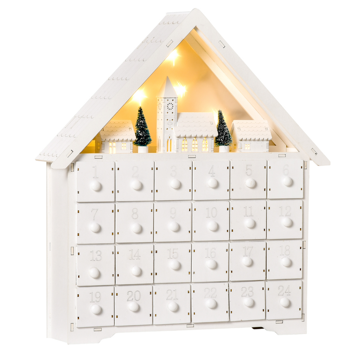 HOMCOM 24-Drawer Wooden Christmas Advent Calendar | Light-Up Holiday Decoration for Kids & Adults MyLibelula