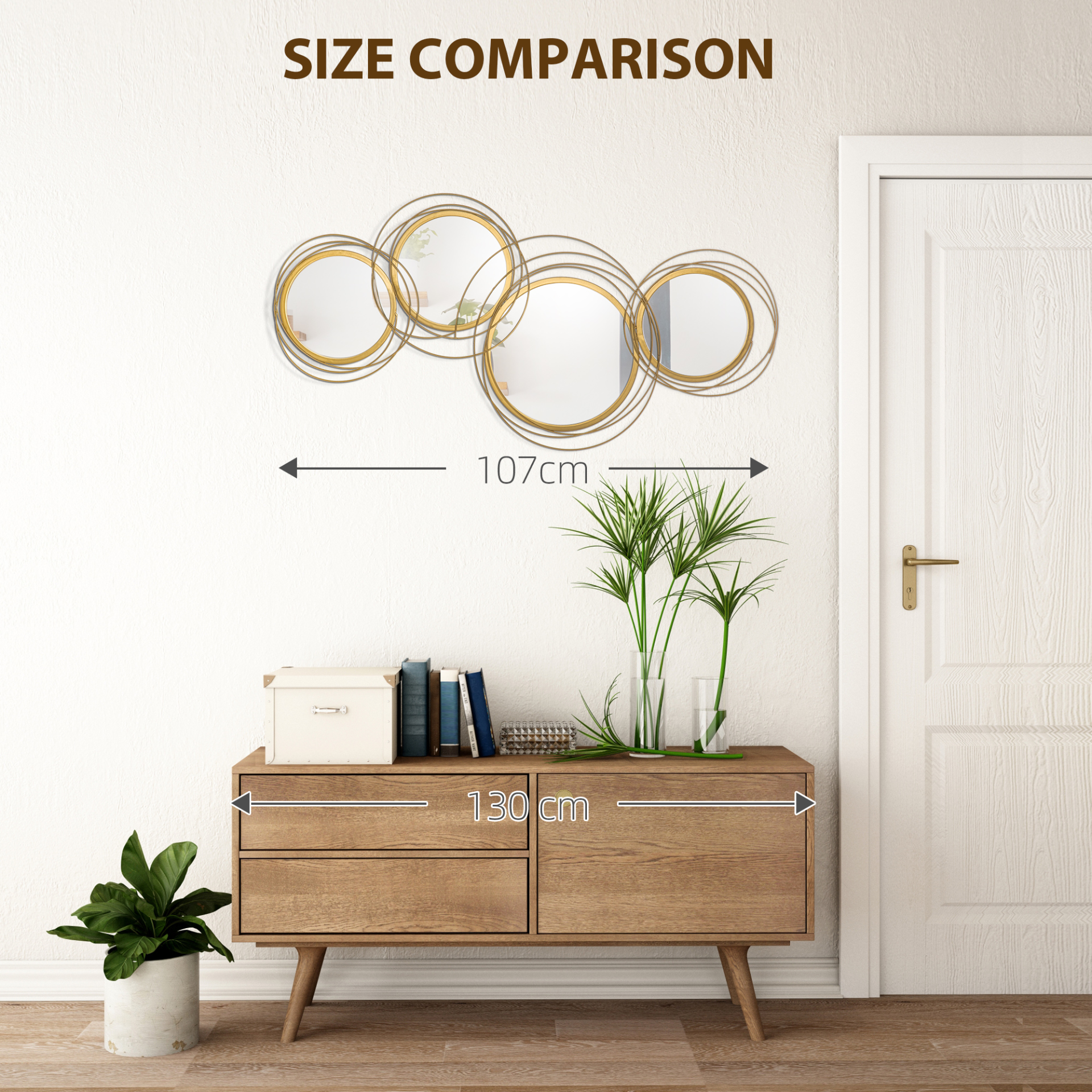 HOMCOM Metal Wall Art Modern Decorative Mirror Decor Hanging Home Wall Sculptures for Living Room Bedroom Dining Room, Gold MyLibelula