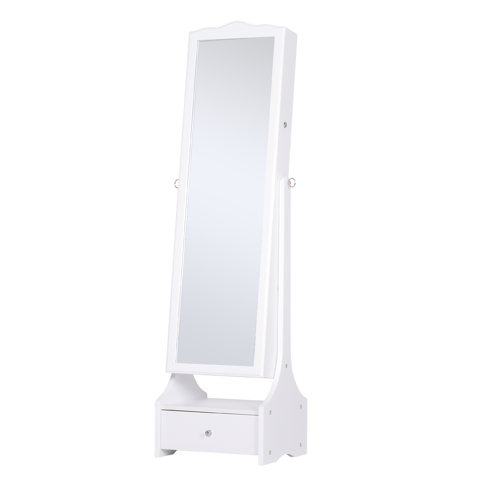 HOMCOM LED Jewellery Cabinet Armoire with Mirror, Shelves and Lock - Floor Standing, White MyLibelula