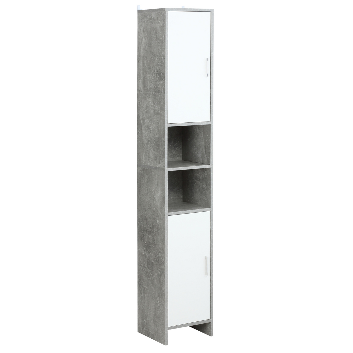 kleankin Tall Bathroom Storage Cabinet, Free-standing with 2 Cupboards & Adjustable Shelves, Slim Organizer, Grey MyLibelula