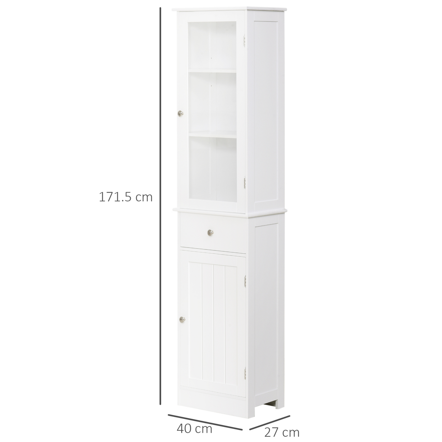 kleankin White Bathroom Storage Cabinet with 3-Tier Shelf, Drawer, and Door – Tall Slim Organizer MyLibelula