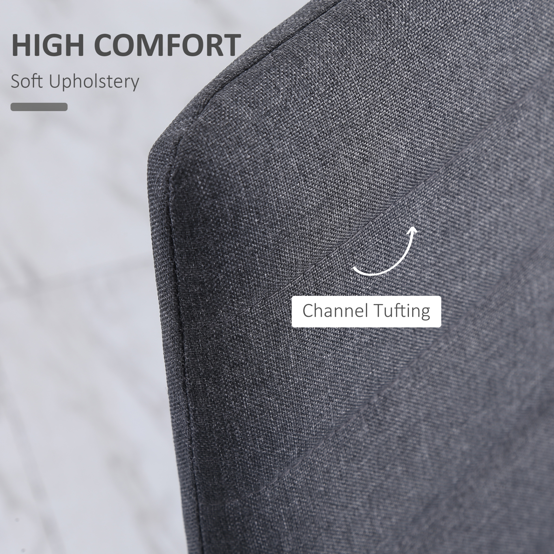 HOMCOM High Back Dining Chairs - Modern Upholstered Linen-Touch Fabric, Set of 4, Grey - Comfortable & Stylish MyLibelula