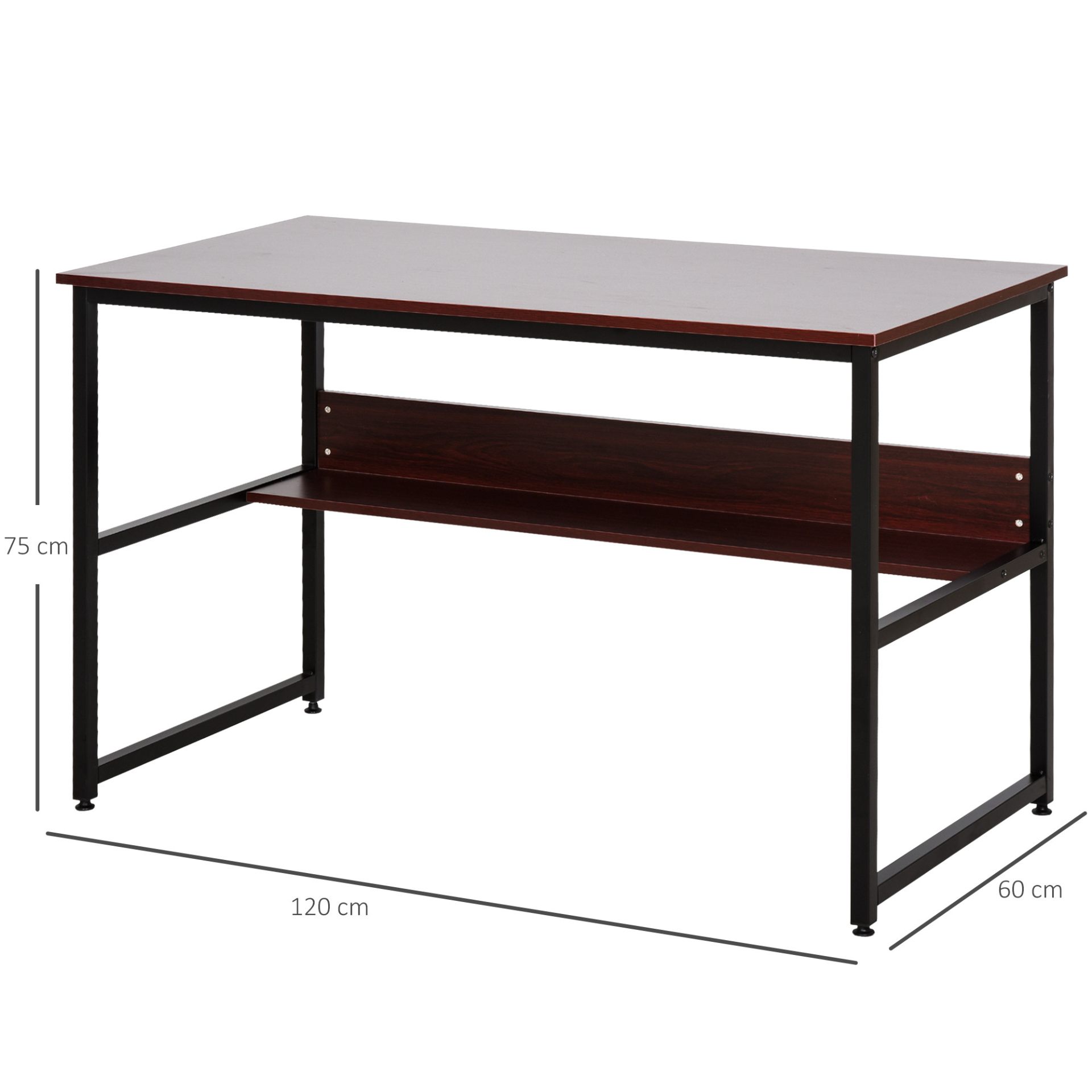 HOMCOM Computer Desk with Storage Shelf, Adjustable Feet, Metal Frame – Perfect for Home Office MyLibelula