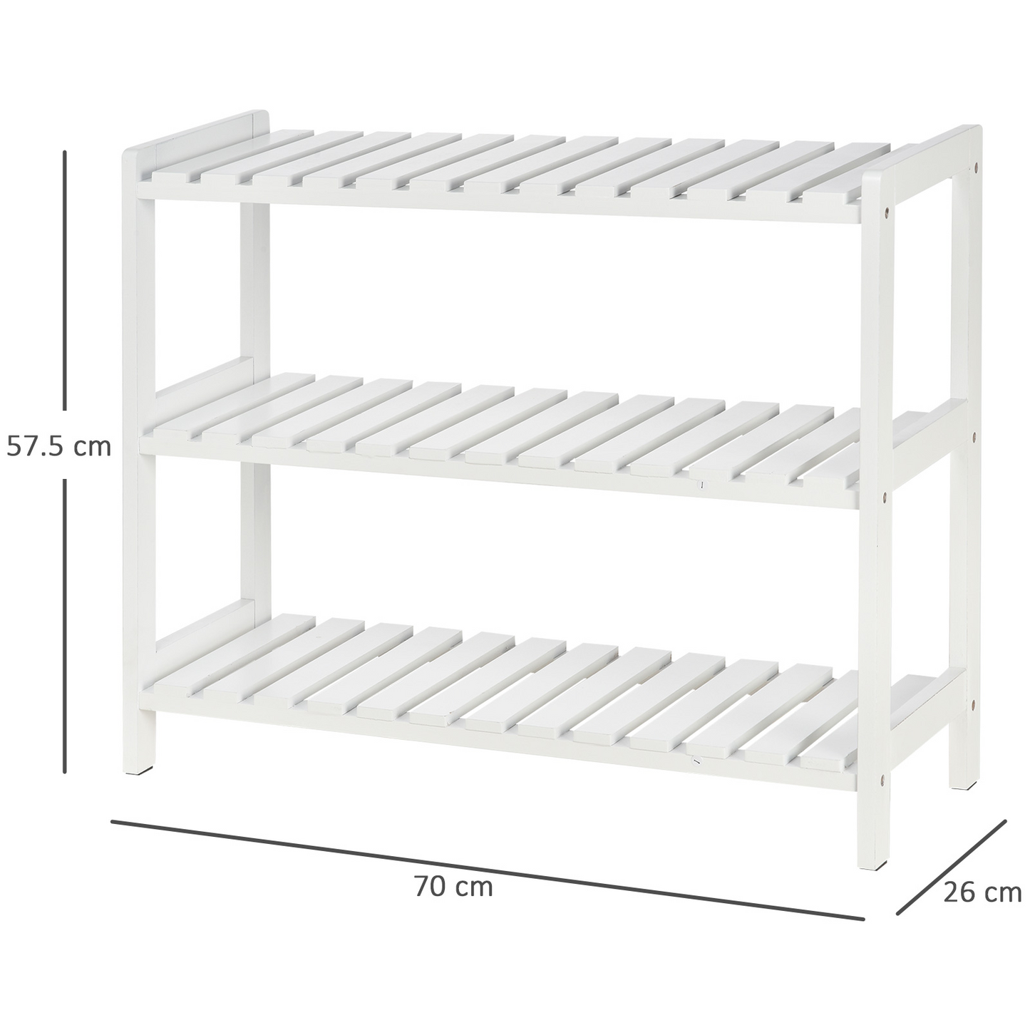 HOMCOM 3-Tier Shoe Rack - Durable Wood Frame, Slatted Shelves, Open Design, Hygienic Storage for Home & Hallway - White MyLibelula