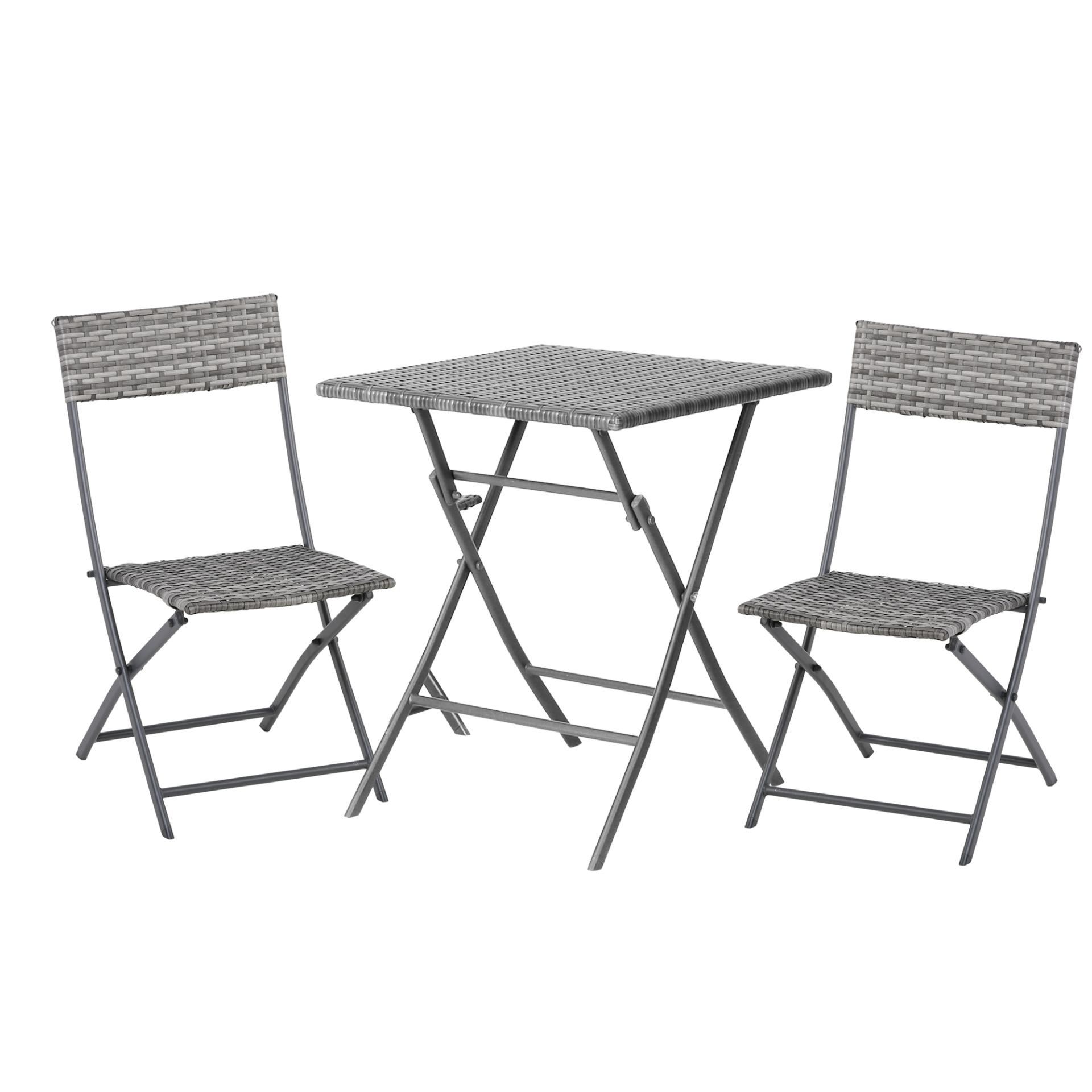 Outsunny 3 Pieces Outdoor PE Rattan Bistro Set – Perfect for Patio, Garden, and Balcony, Grey MyLibelula