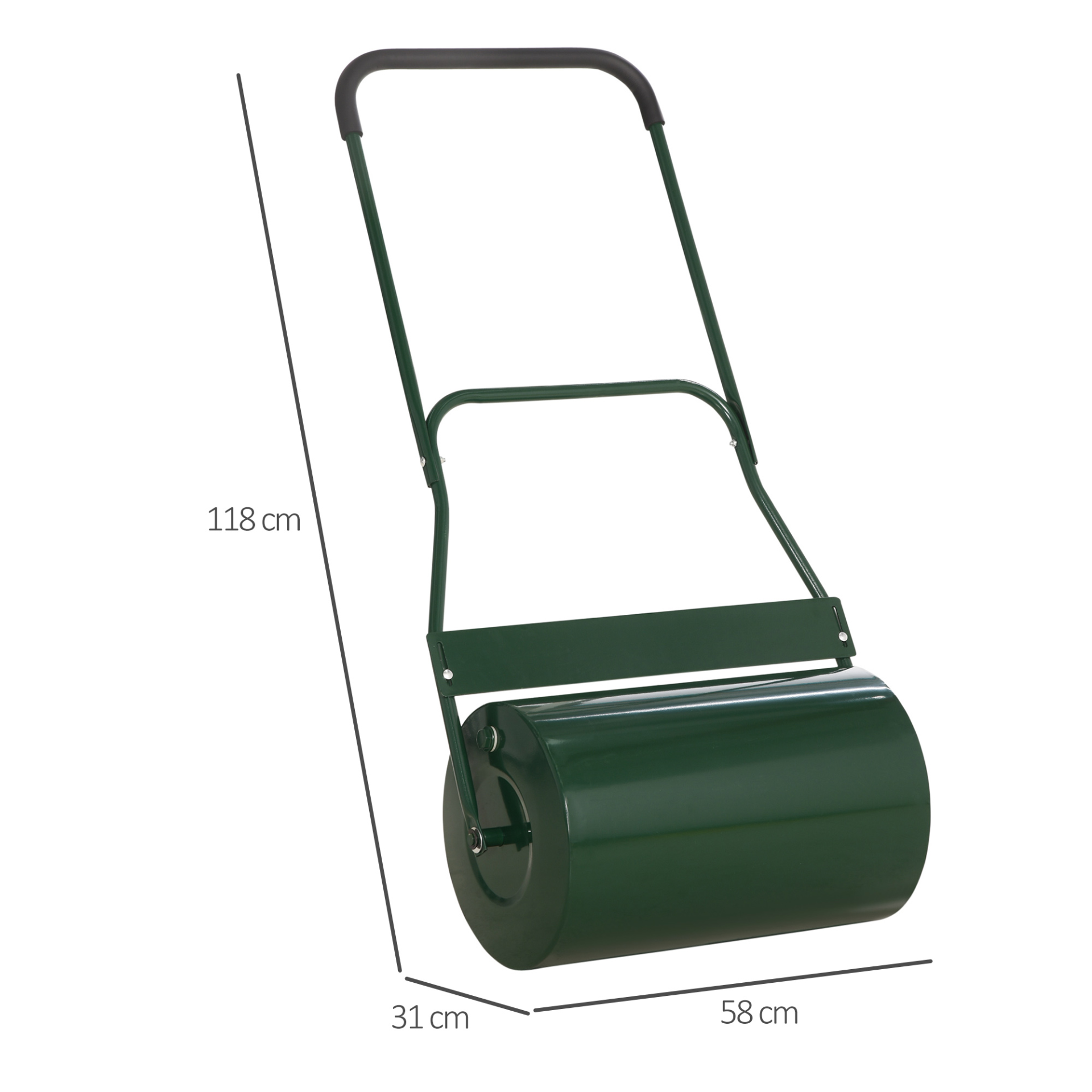 Outsunny 40L Lawn Roller Drum Scraper Bar Collapsible Handle Water or Sand Filled Φ32cm Green MyLibelula