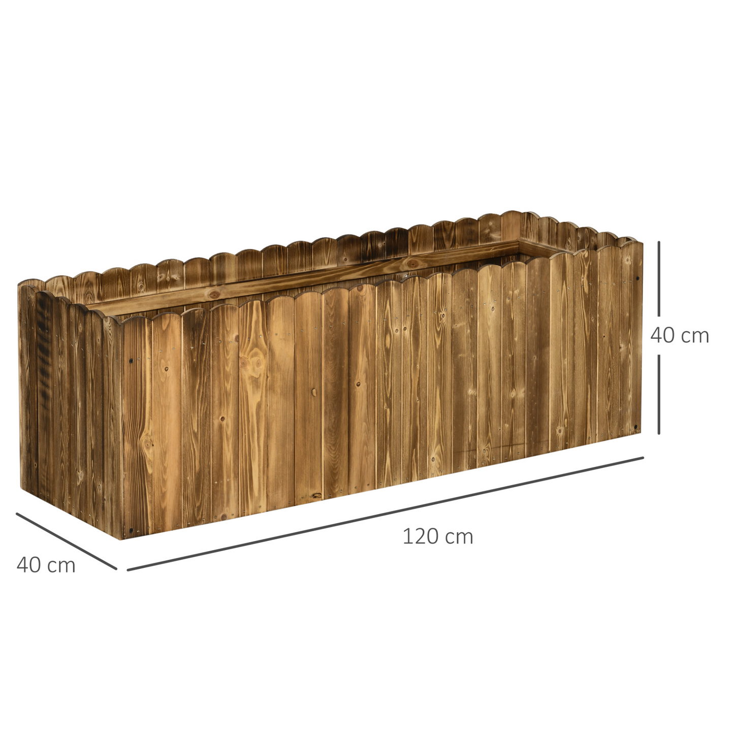 Outsunny 172L Wooden Raised Garden Bed - Large Rectangle Planter Box for Flowers, Vegetables & Herbs (120L x 40W x 40H cm) MyLibelula