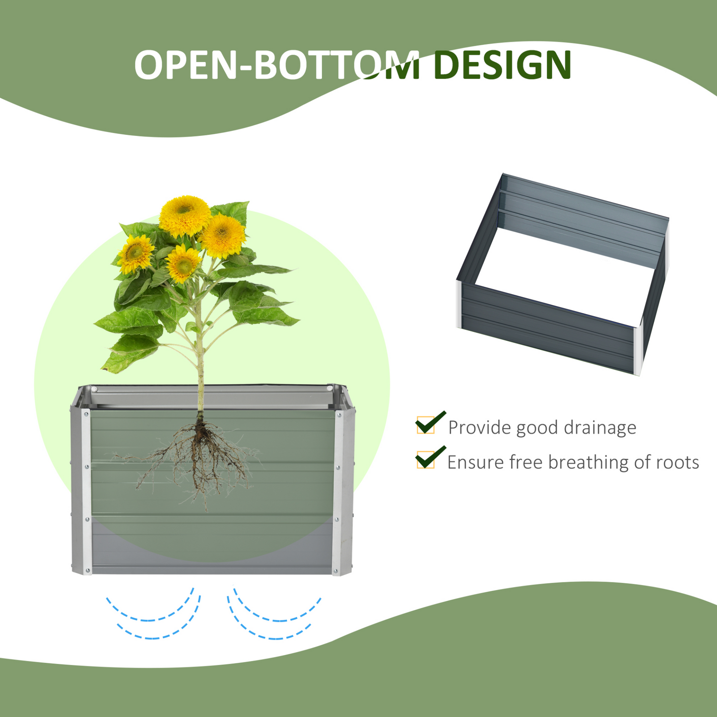 Outsunny 108L Raised Garden Bed - Galvanized Steel Elevated Planter Box with Installation Gloves, Perfect for Vegetables, Herbs, and Flowers - 66 x 47 x 40 cm, Grey MyLibelula