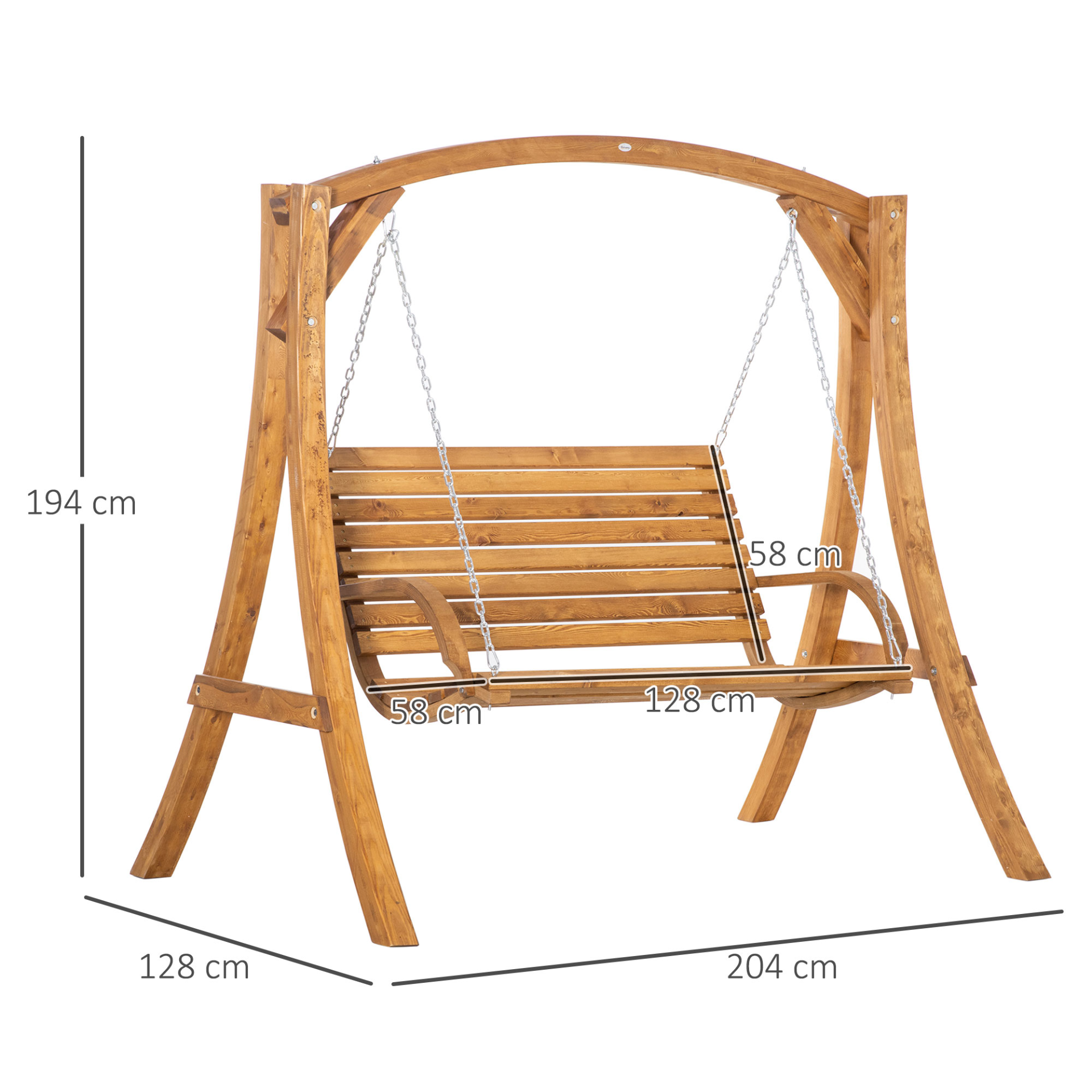 Outsunny 2 Seater Garden Swing Seat Swing Chair, Outdoor Wooden Swing Bench Seat MyLibelula