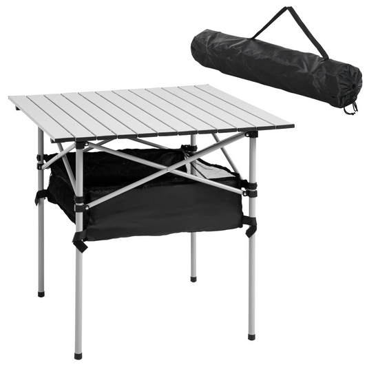 Outsunny Aluminum Roll-Top Table with Mesh Bag - Lightweight, Foldable Outdoor Dining Table - Camping, Hiking, Picnic Furniture MyLibelula