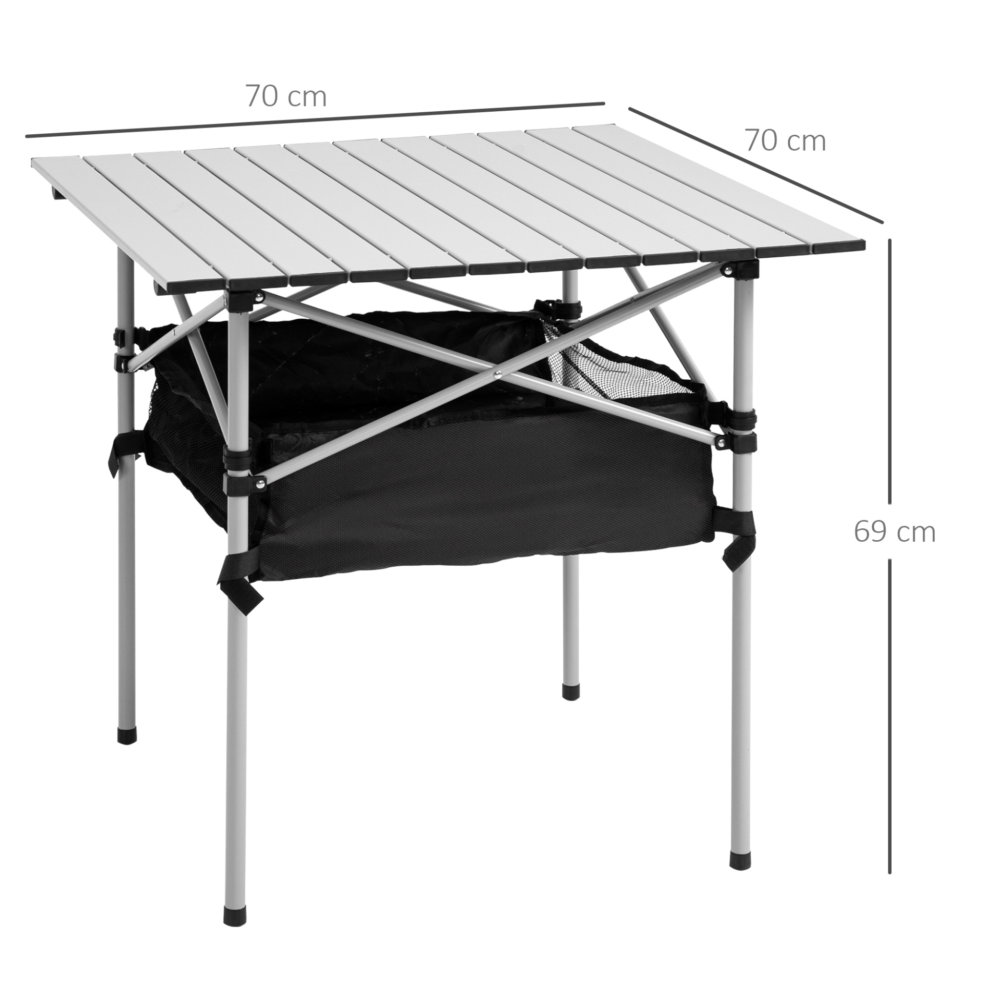 Outsunny Aluminum Roll-Top Table with Mesh Bag - Lightweight, Foldable Outdoor Dining Table - Camping, Hiking, Picnic Furniture MyLibelula