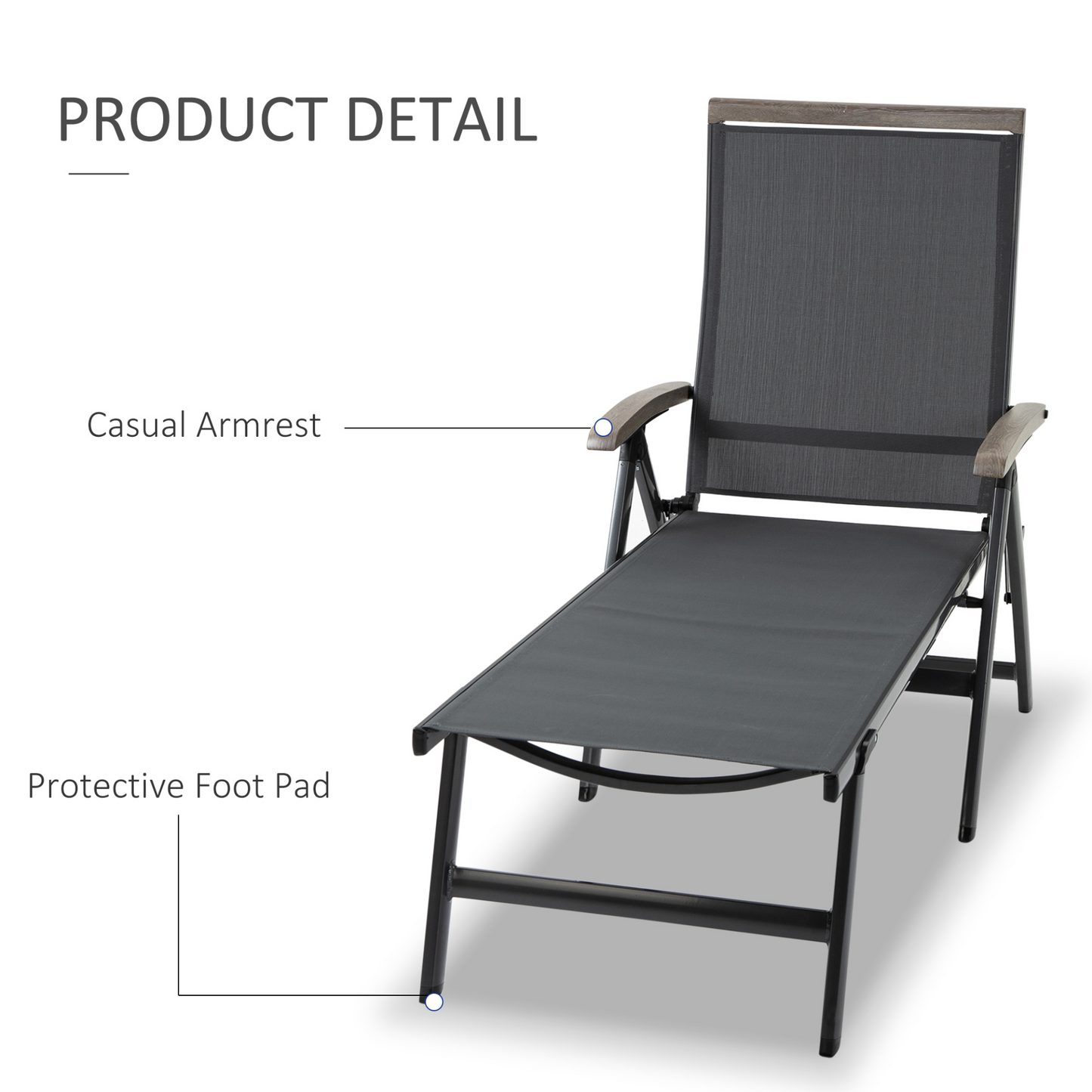 Outsunny Outdoor Folding Sun Lounger - 5-Position Adjustable Chaise Lounge Chair with Aluminium Frame, Perfect for Patio, Pool, and Garden, Grey MyLibelula