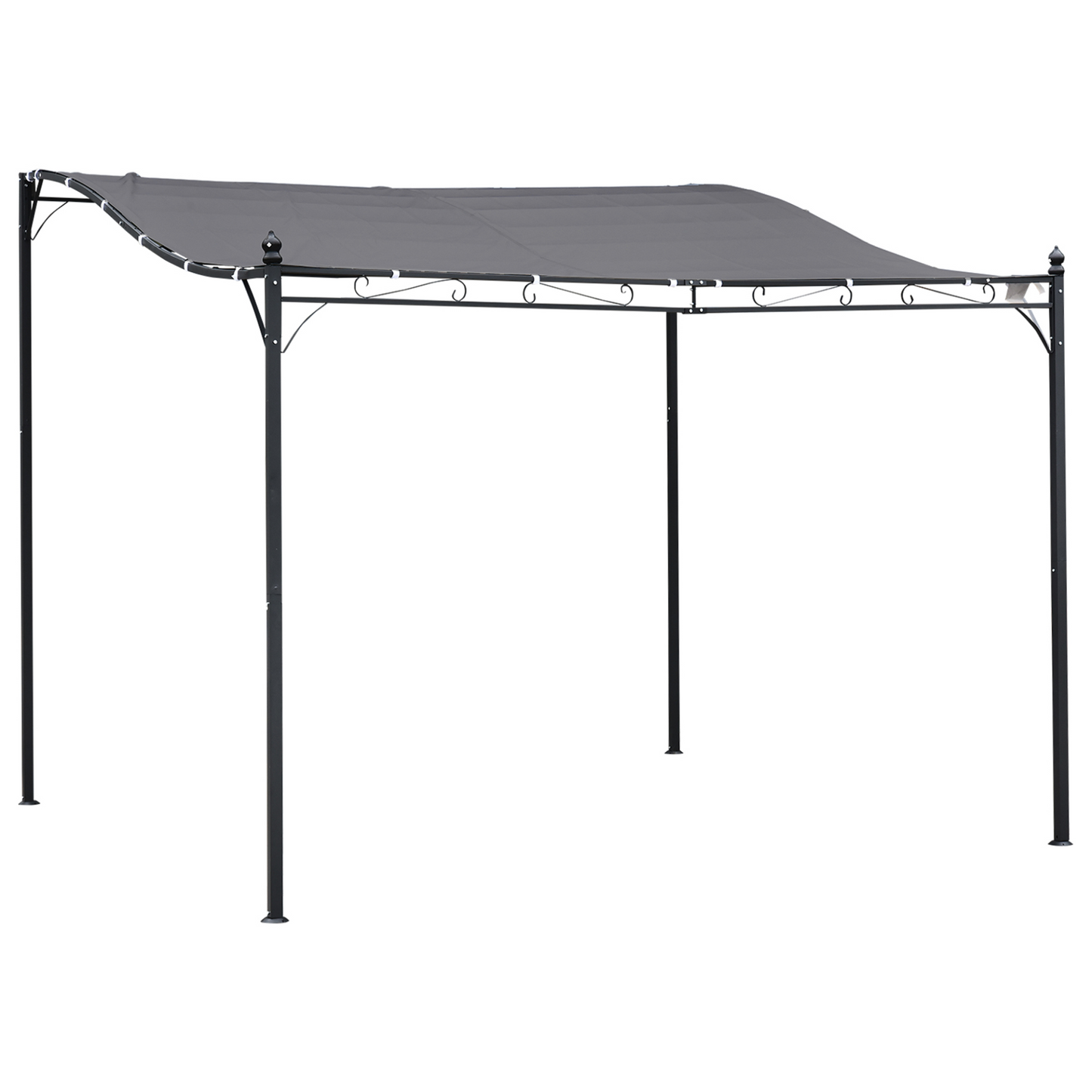 Outsunny 3x3 Meter Grey Canopy Metal Wall Gazebo - Elegant Garden Shelter for Patio & Porch MyLibelula