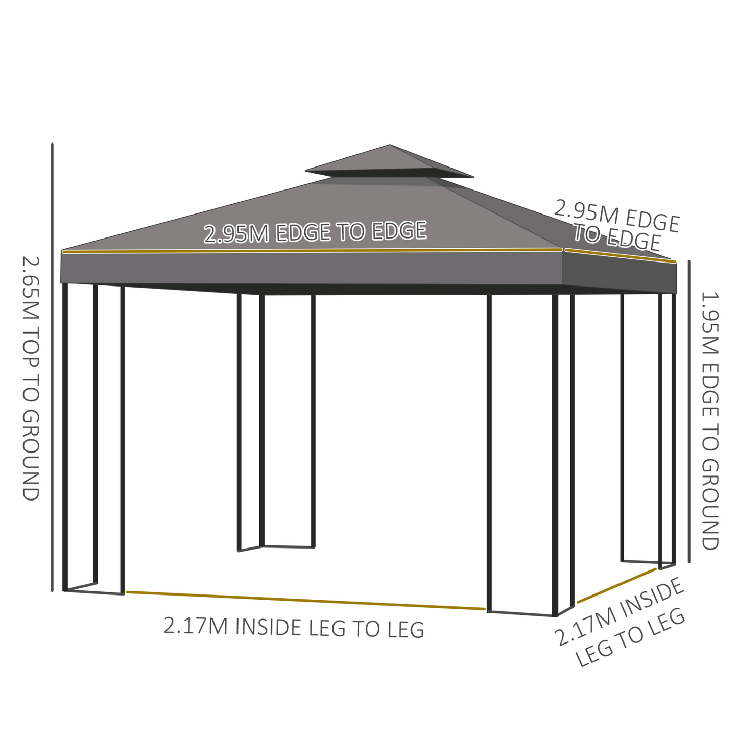 Outsunny 3 x 3 m Garden Metal Gazebo with Pavilion Sidewalls - Brown | Ideal for Weddings & Parties MyLibelula