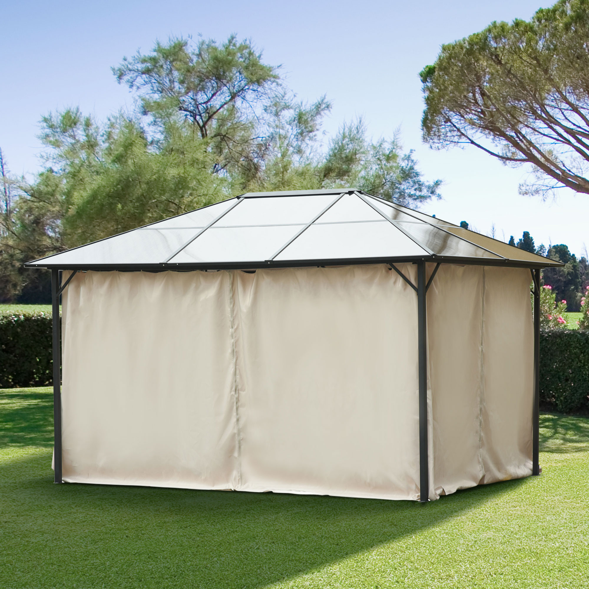 Outsunny 4 Pack Universal Gazebo Replacement Sidewalls - Durable, Weather-Resistant Privacy Panels for 3 x 4m Gazebo Canopy - Beige MyLibelula